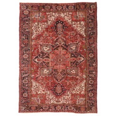 Vintage Persian Heriz Rug with Modern American Craftsman Style