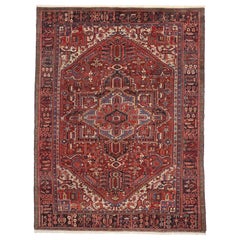 Persischer Heriz- Vintage-Teppich im modernen amerikanischen Handwerksstil, Vintage