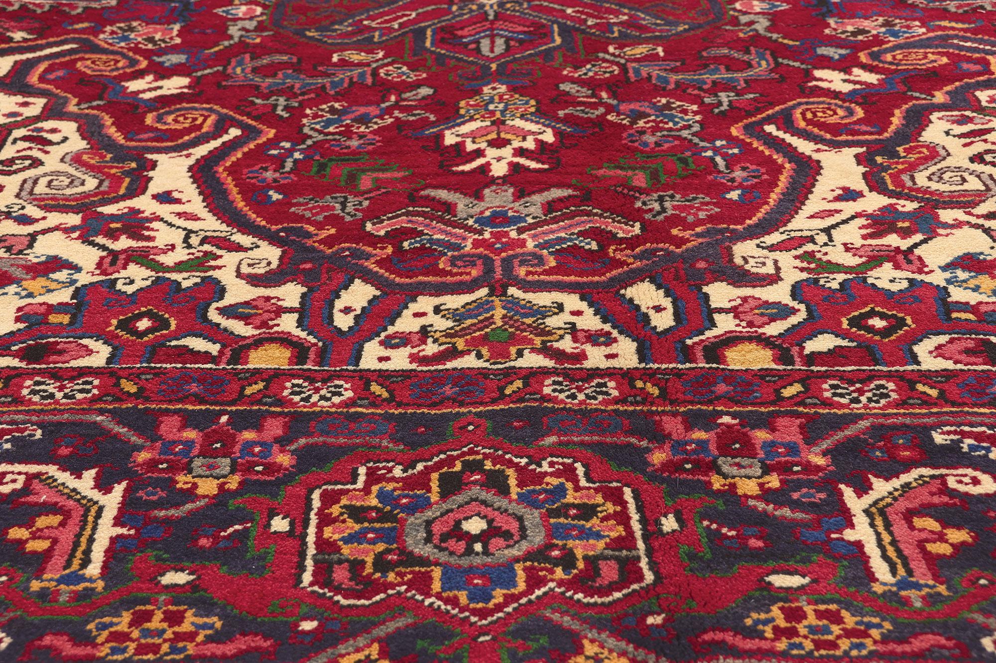 Hand-Knotted Vintage Persian Heriz Rug, Classic Elegance Meets Effortlessly Chic For Sale