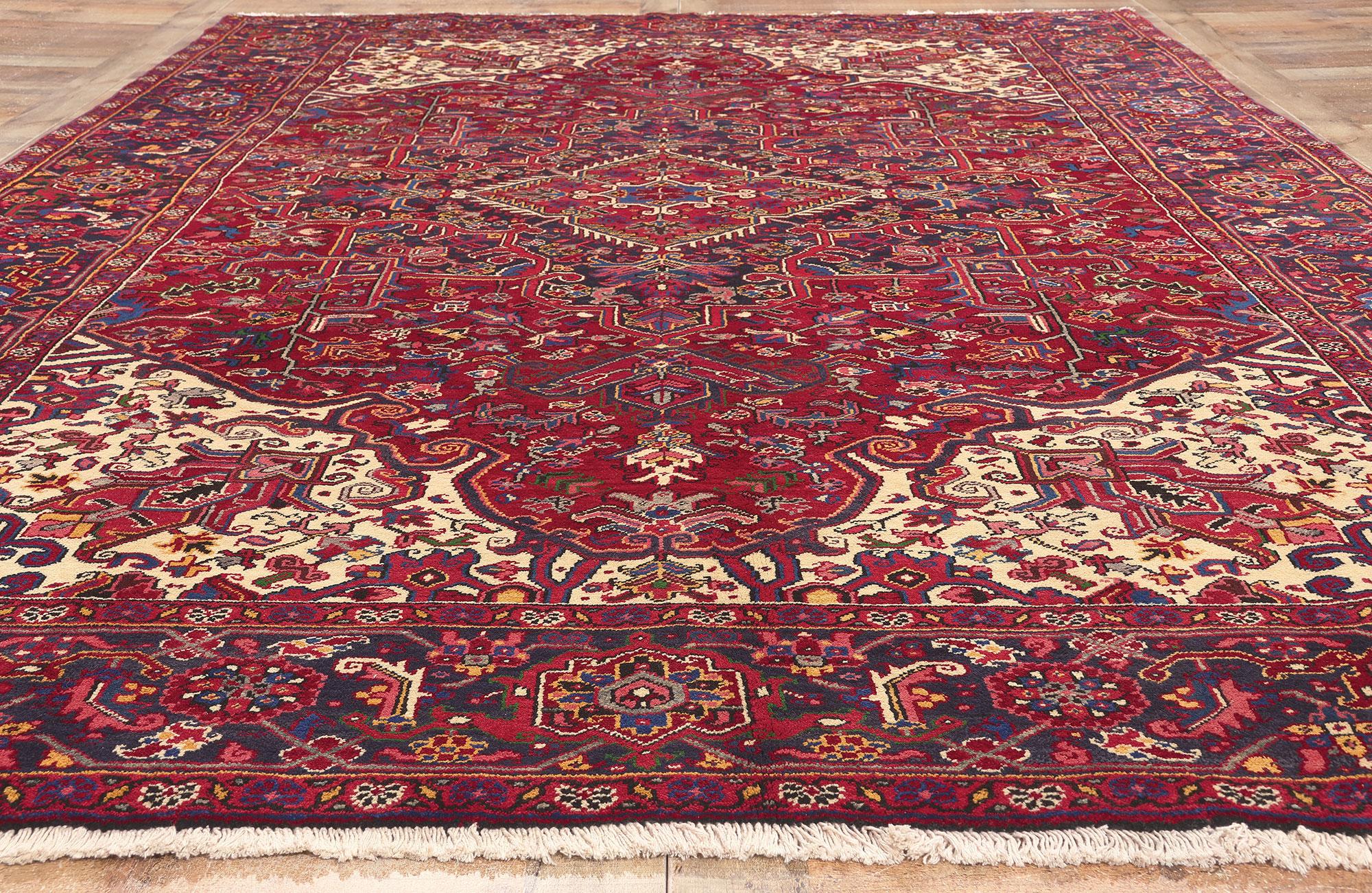 Wool Vintage Persian Heriz Rug, Classic Elegance Meets Effortlessly Chic For Sale