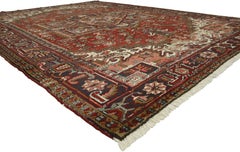 Vintage Persian Heriz Rug with Modern Downton Abbey Style