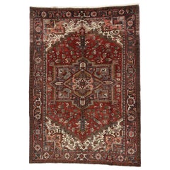 Retro Persian Heriz Rug with Modern Downton Abbey Style