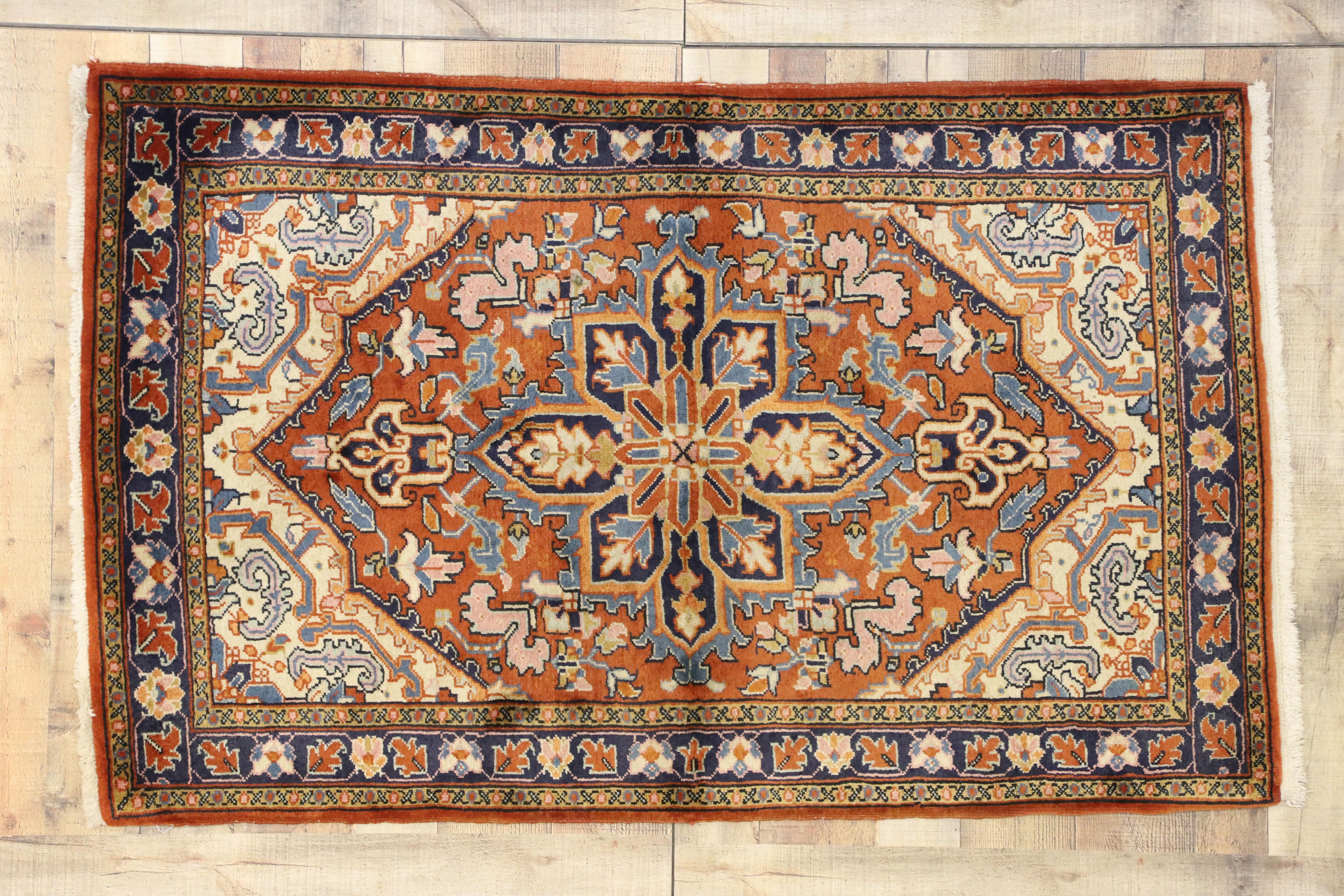 Persischer Heriz-Teppich im rustikalen Federal-Stil (Wolle) im Angebot