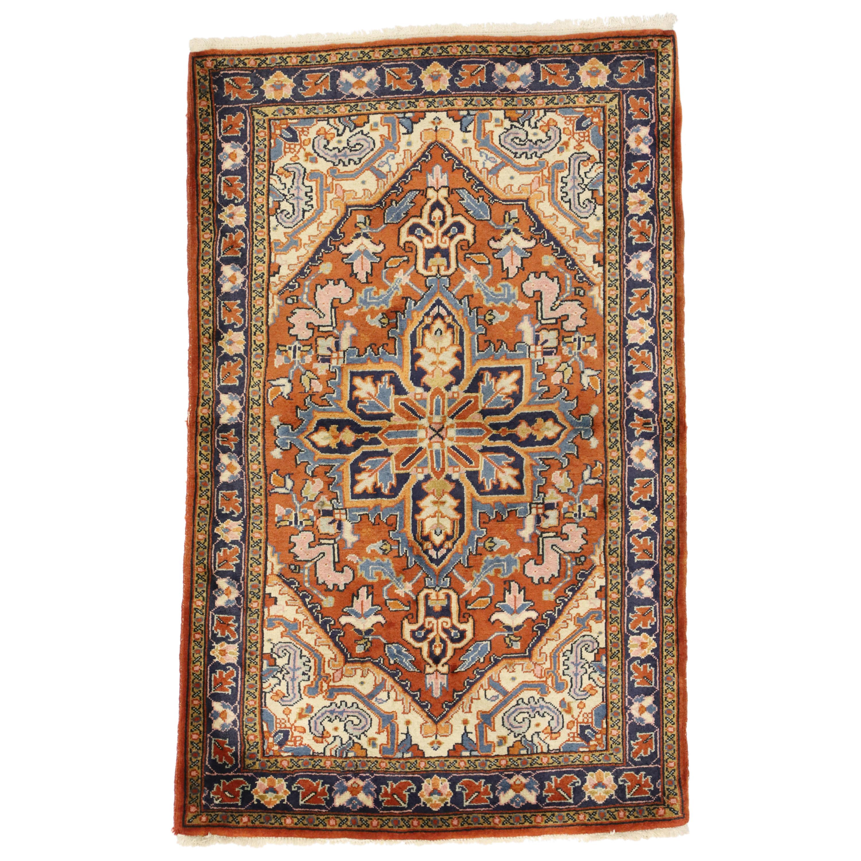 Vintage Persian Heriz Rug with Rustic Federal Style