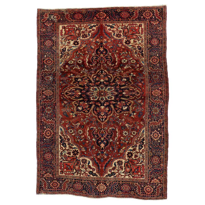 Antique Persian Heriz Rug with English Tudor Manor Style For Sale at ...