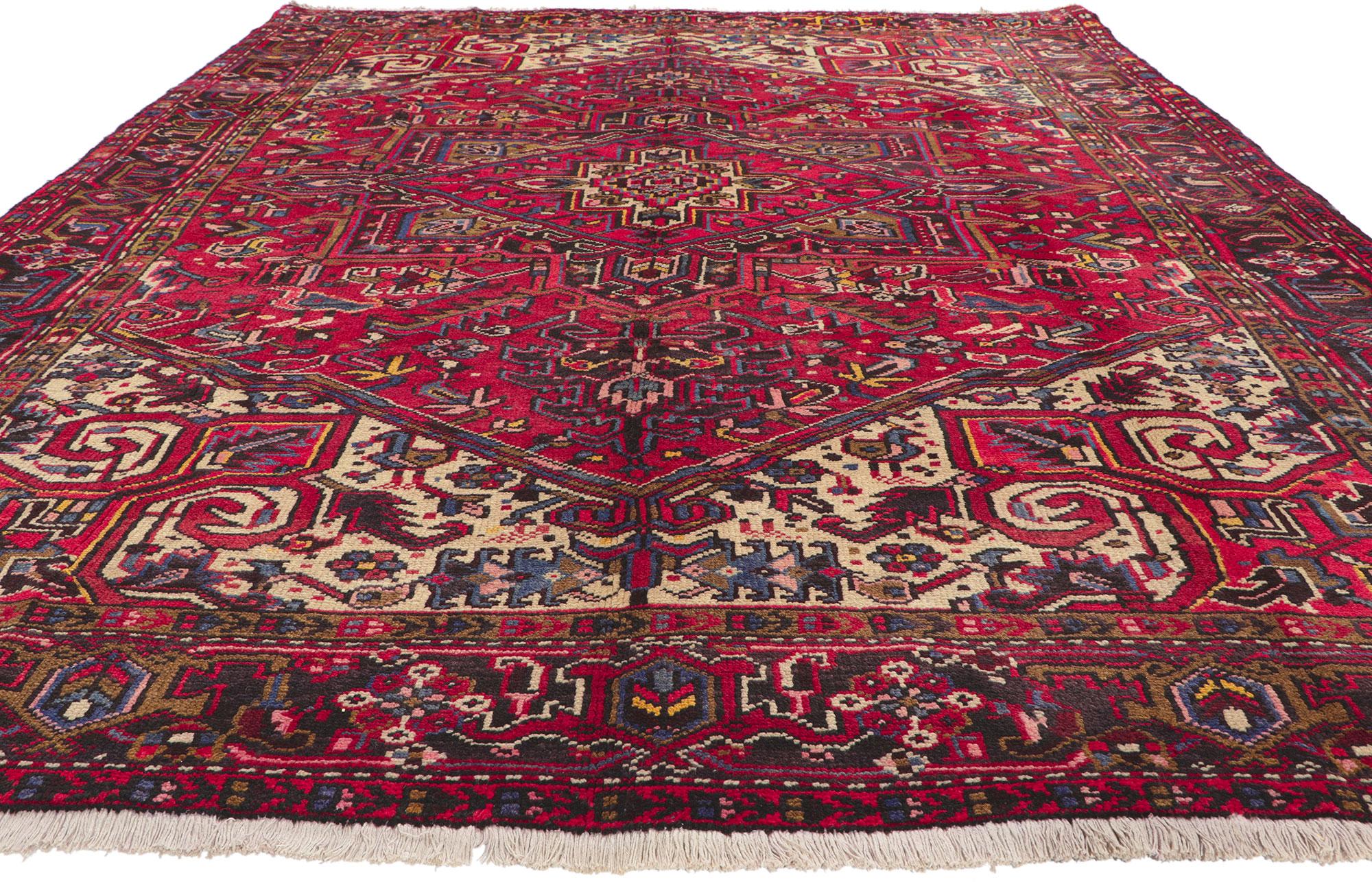 Heriz Serapi Vintage Persian Heriz Rug with Traditional Modern Luxe Style For Sale