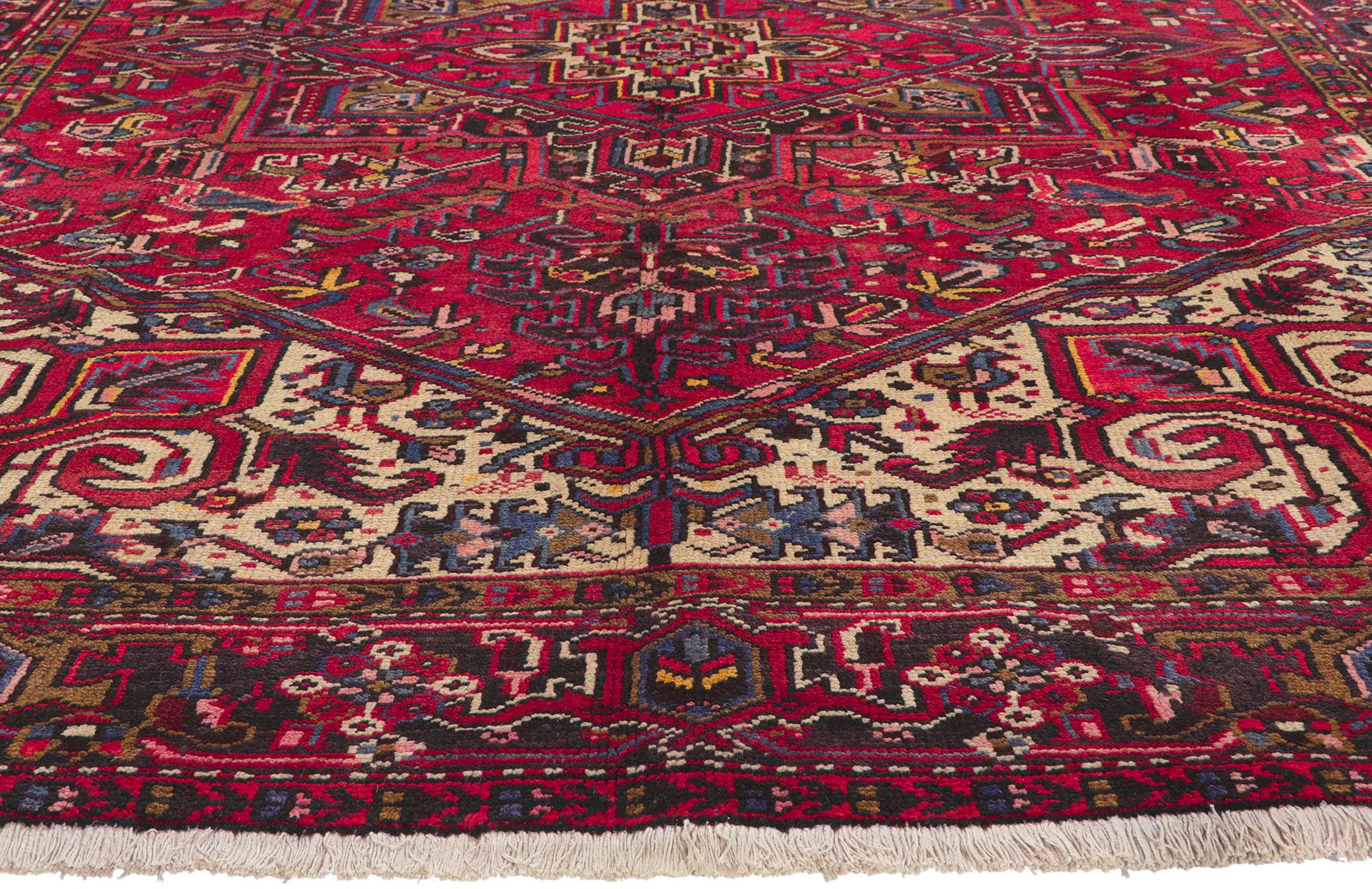 Hand-Knotted Vintage Persian Heriz Rug with Traditional Modern Luxe Style For Sale