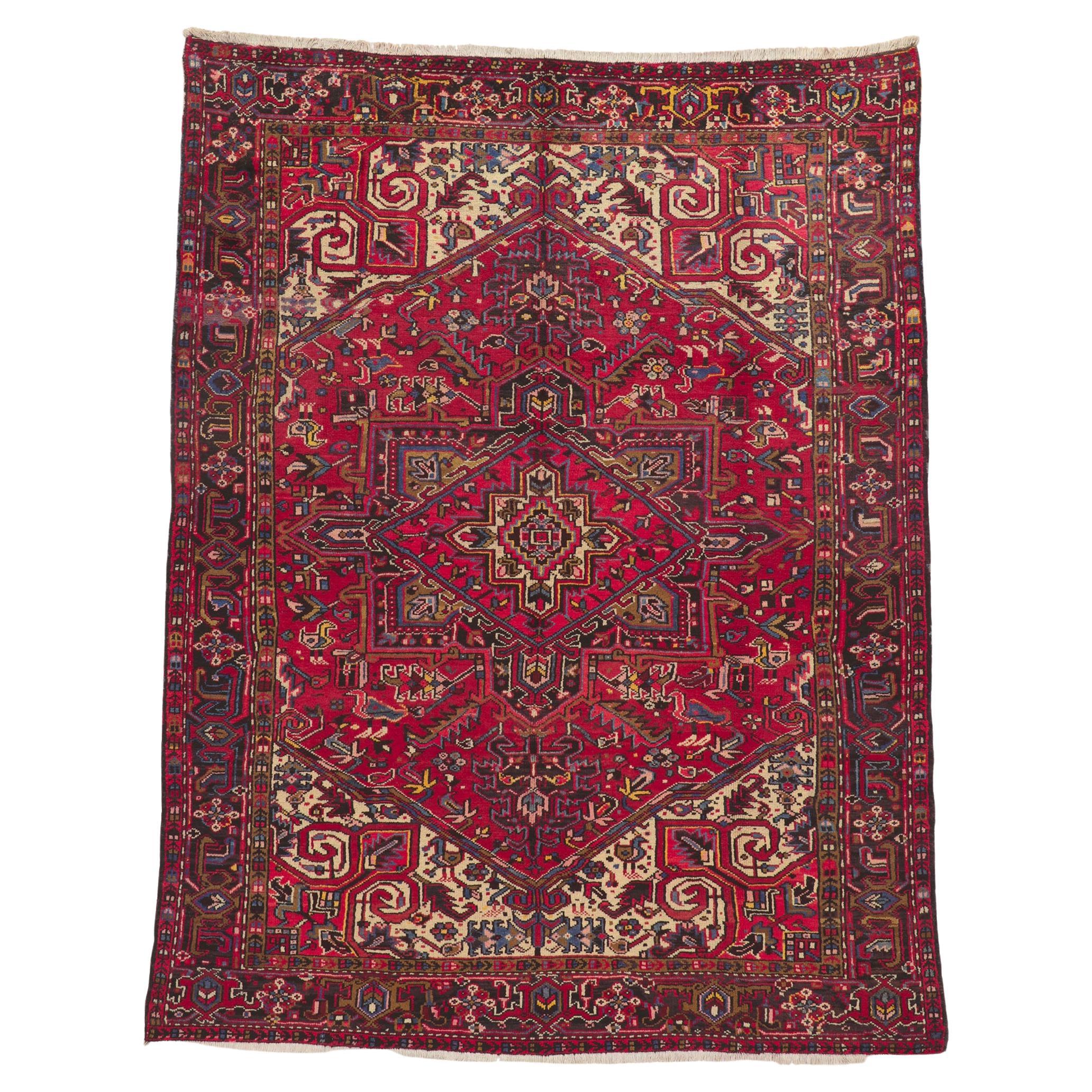 Vintage Persian Heriz Rug with Traditional Modern Luxe Style For Sale