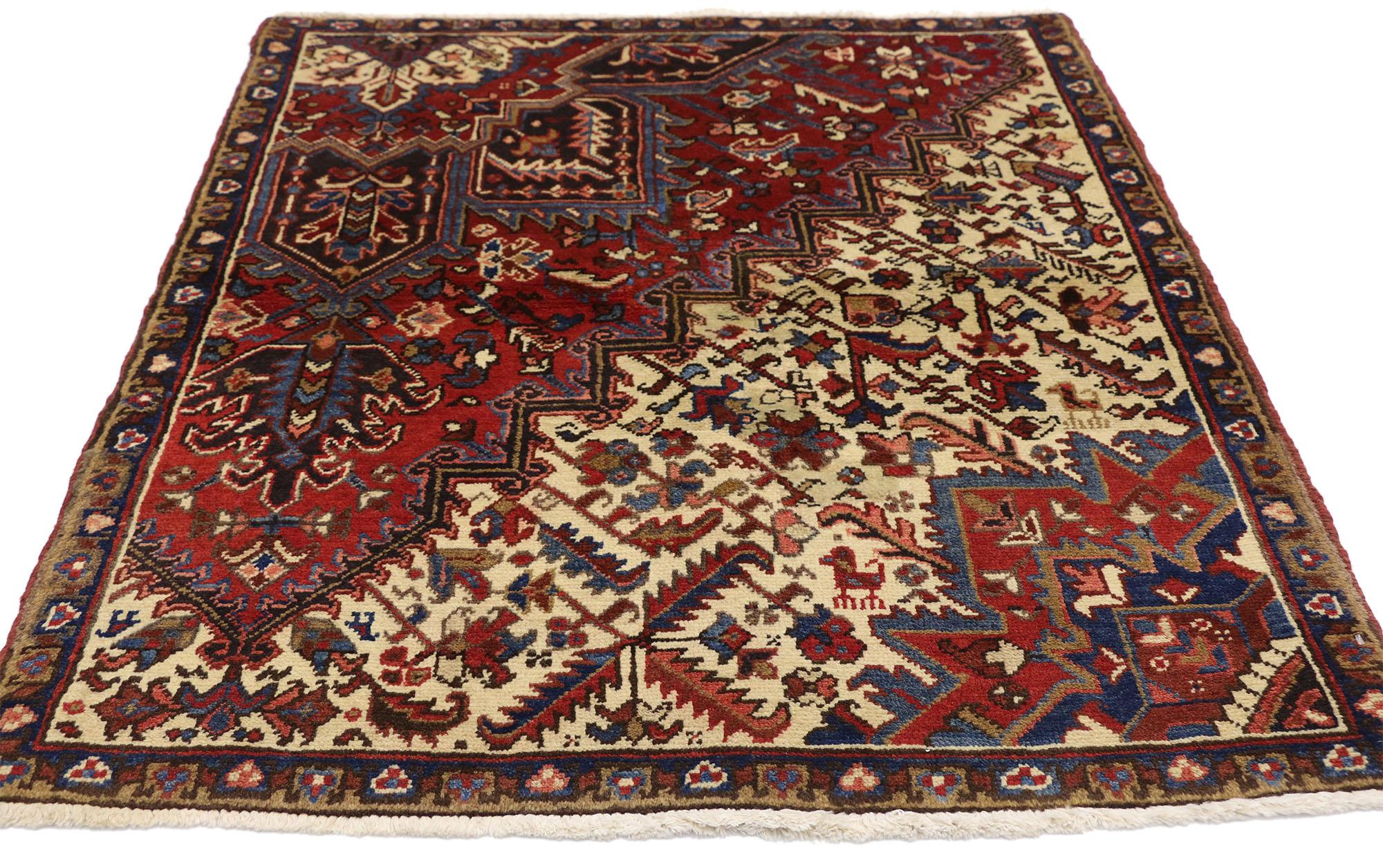 Heriz Serapi Tapis persan Heriz vintage avec style moderne traditionnel, tapis Wagireh en vente