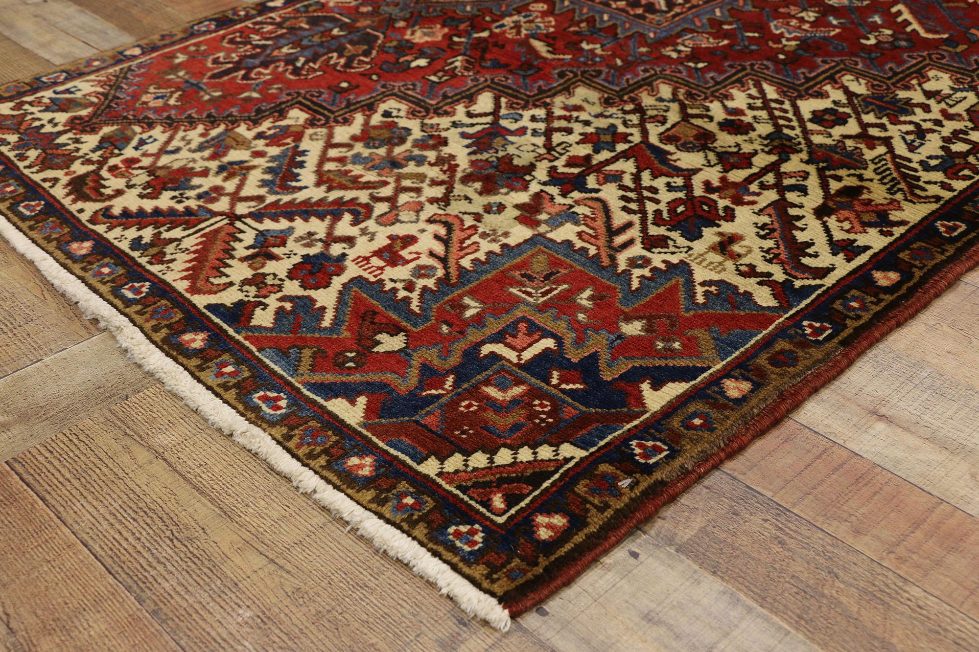 Tapis persan Heriz vintage avec style moderne traditionnel, tapis Wagireh Excellent état - En vente à Dallas, TX