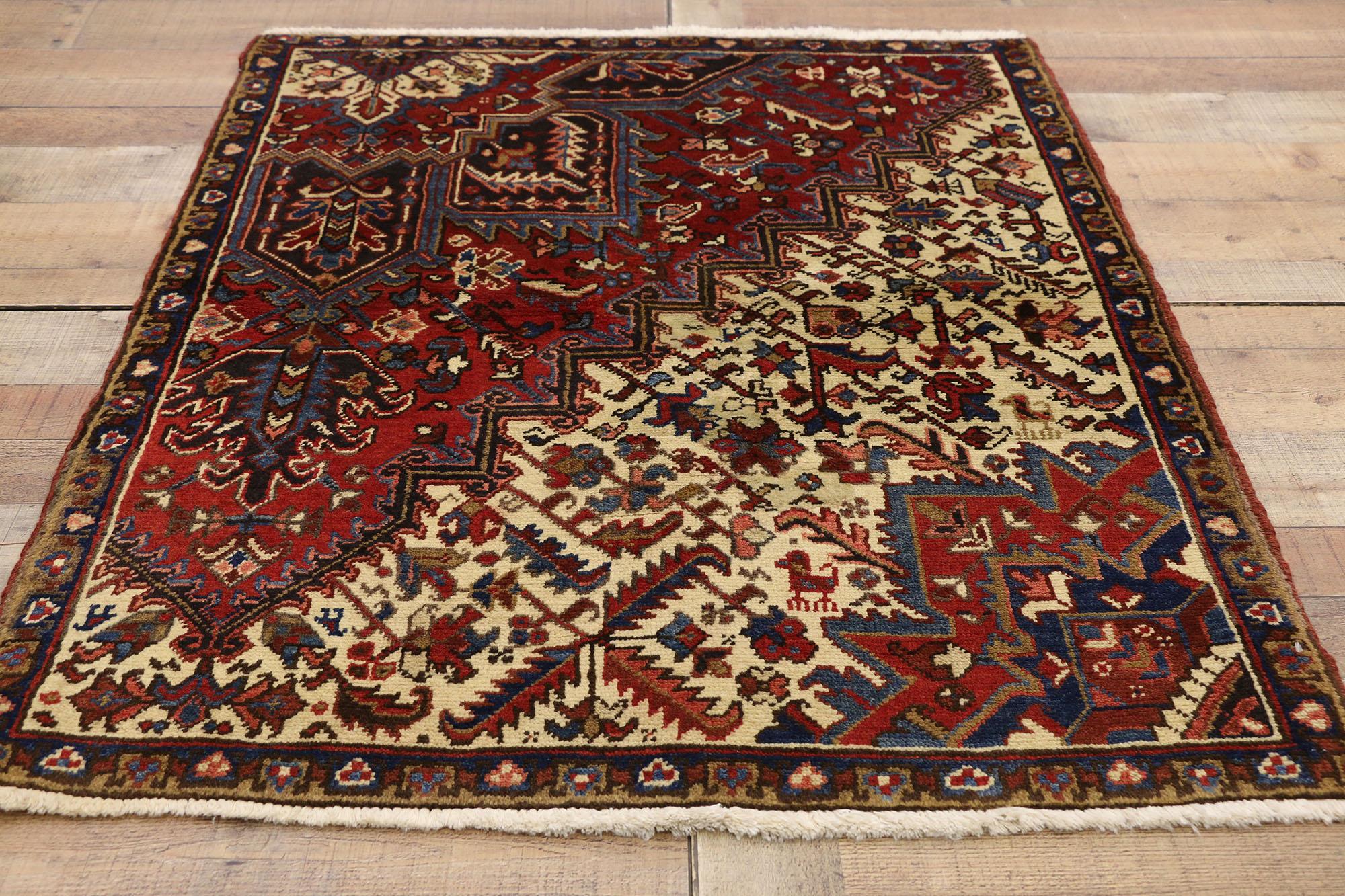 20ième siècle Tapis persan Heriz vintage avec style moderne traditionnel, tapis Wagireh en vente