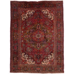 Vintage Persian Heriz Rug with Traditional Style