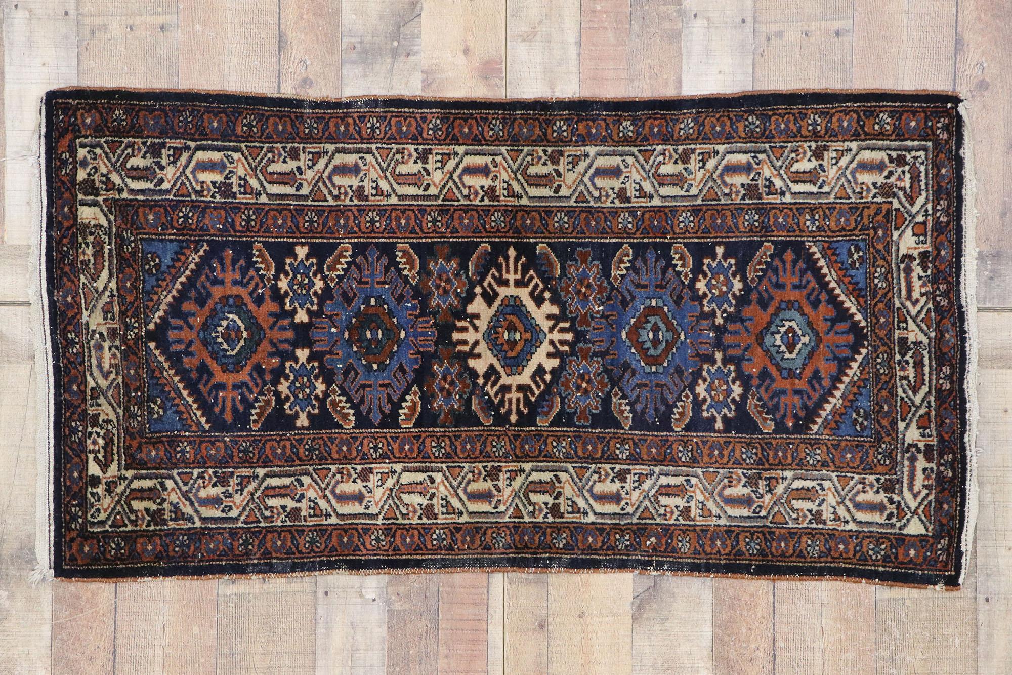 Vintage Persian Heriz Rug with Tribal Style For Sale 1