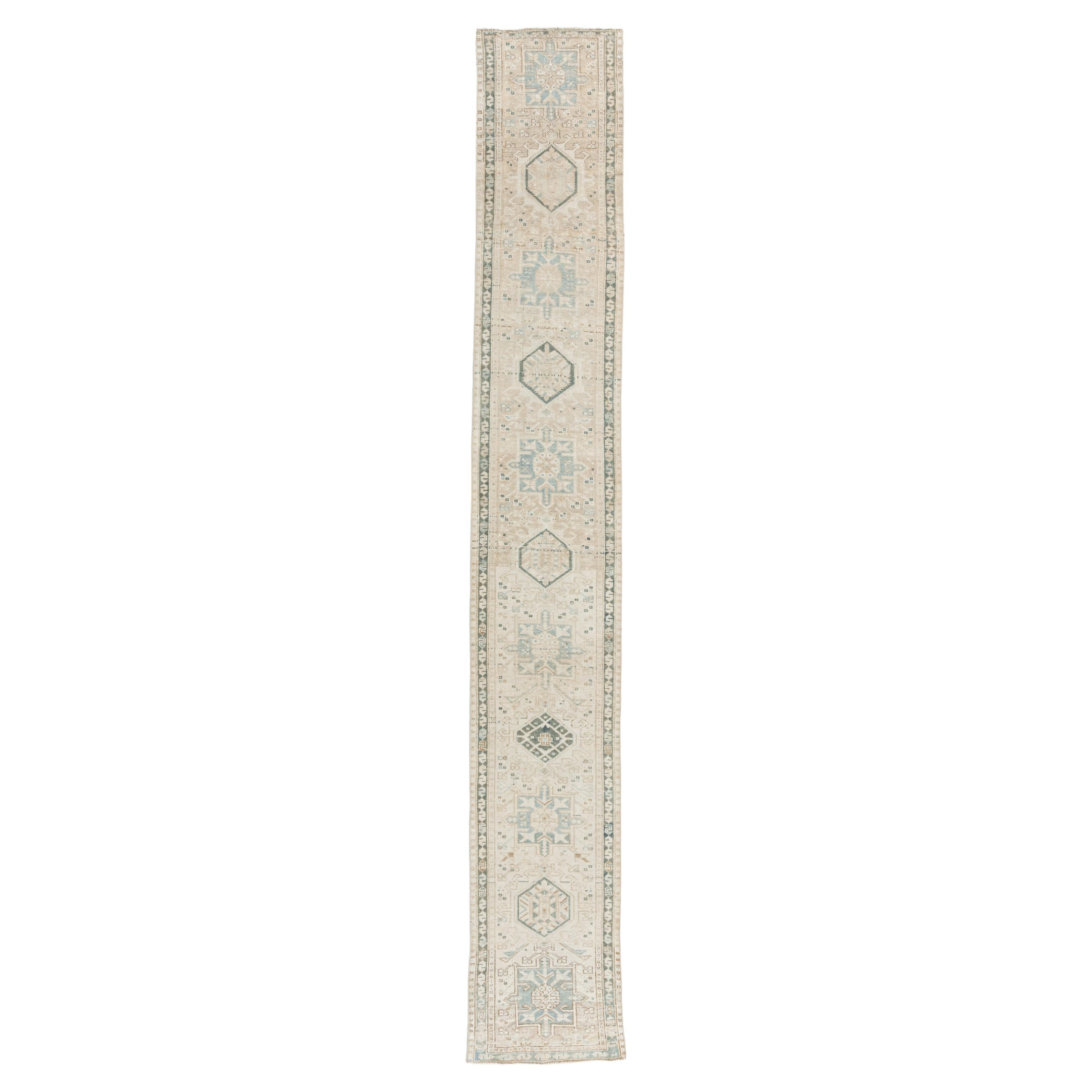 Vintage Persian Heriz Runner 1'10 x 12'8 For Sale