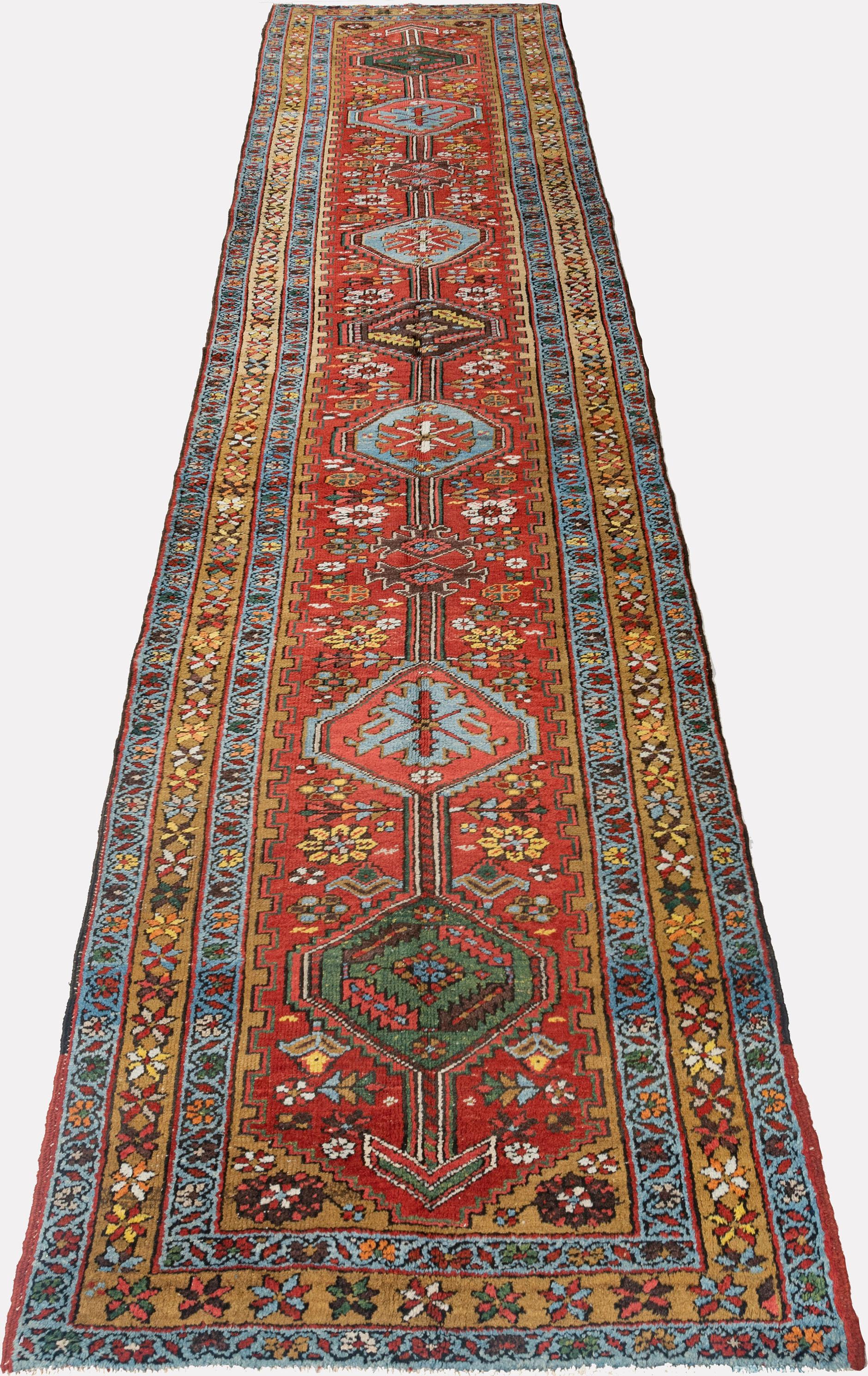 Persischer Heriz-Läufer im Vintage-Stil  3'4 x 14'5 im Angebot 6