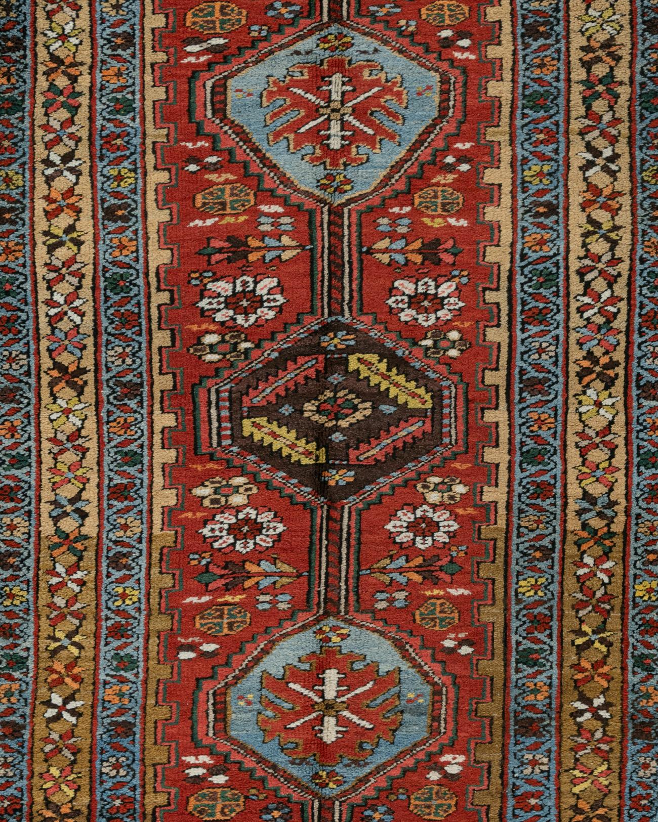 Persischer Heriz-Läufer im Vintage-Stil  3'4 x 14'5 (Handgewebt) im Angebot