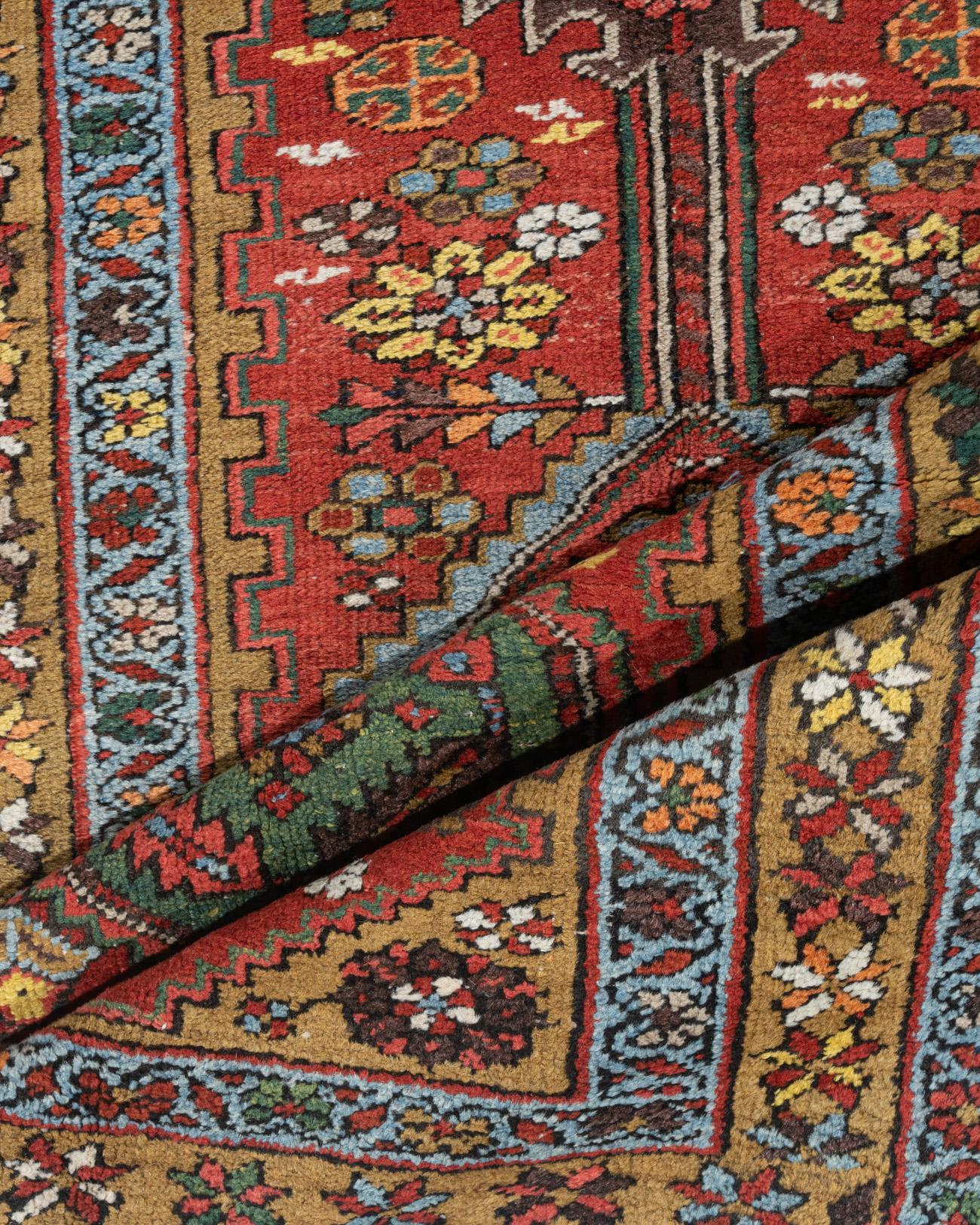 Wool Vintage Persian Heriz Runner  3'4 x 14'5 For Sale