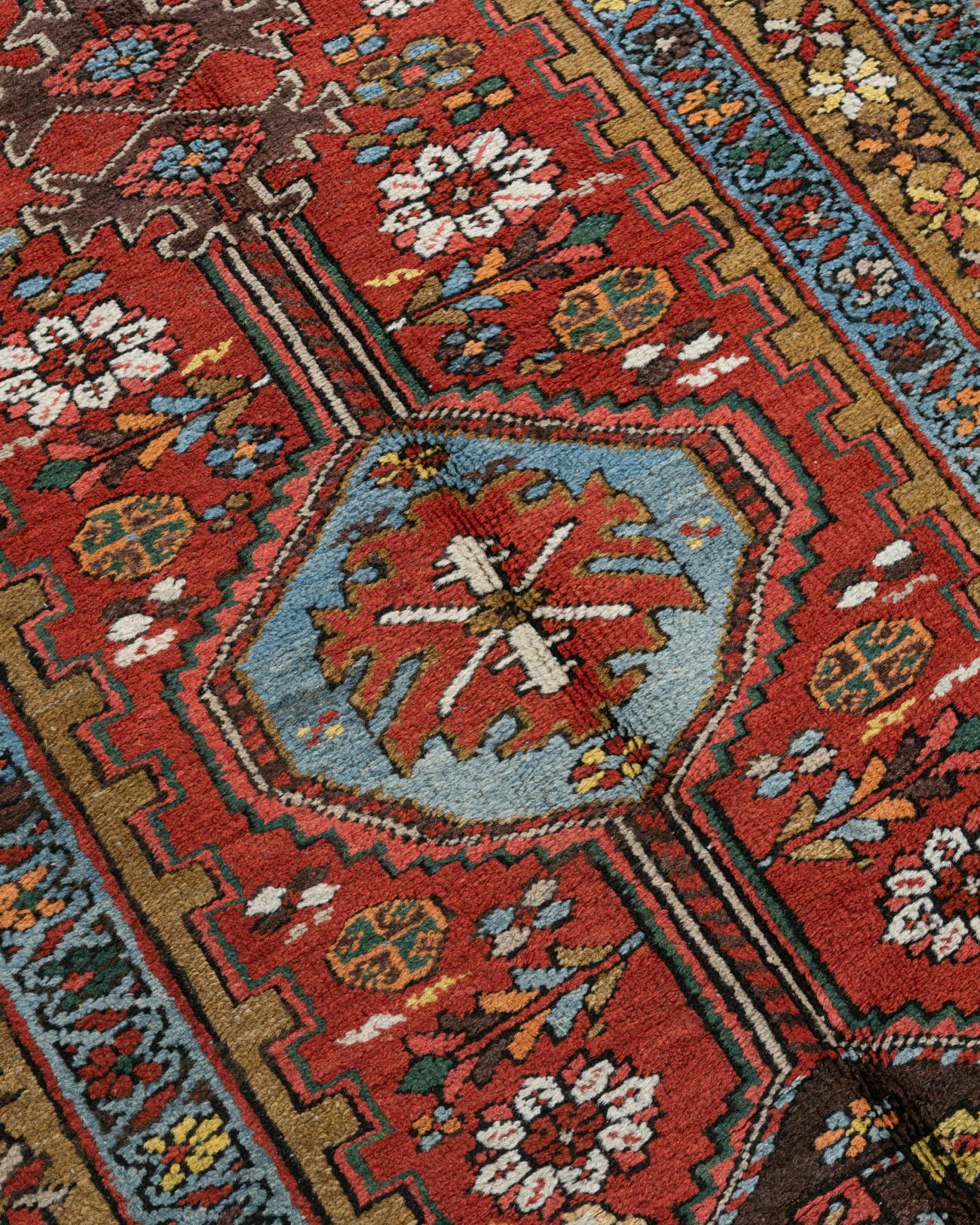 Persischer Heriz-Läufer im Vintage-Stil  3'4 x 14'5 (Wolle) im Angebot