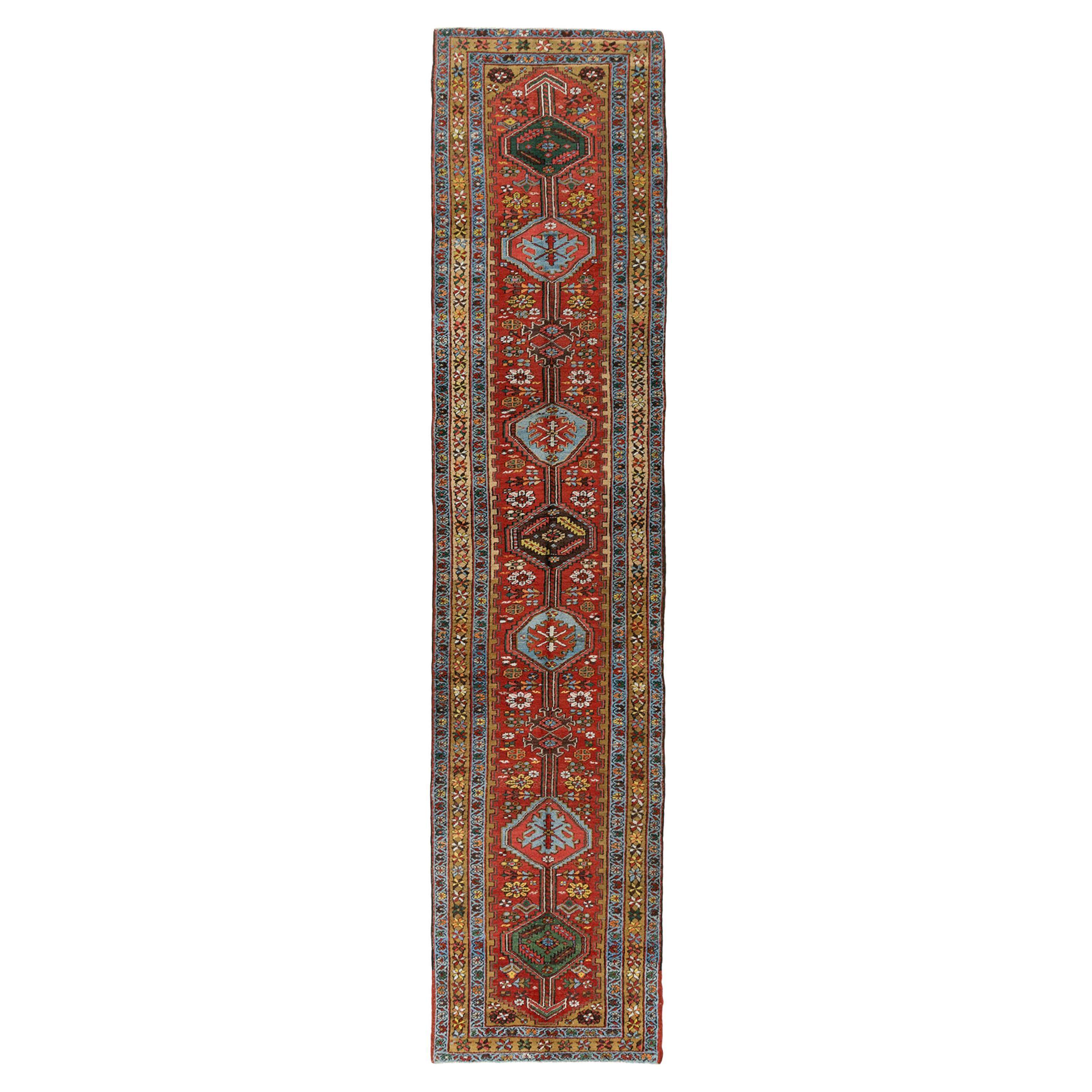 Tapis de couloir persan vintage Heriz  3'4 x 14'5 cm