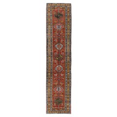 Vintage Persian Heriz Runner  3'4 x 14'5