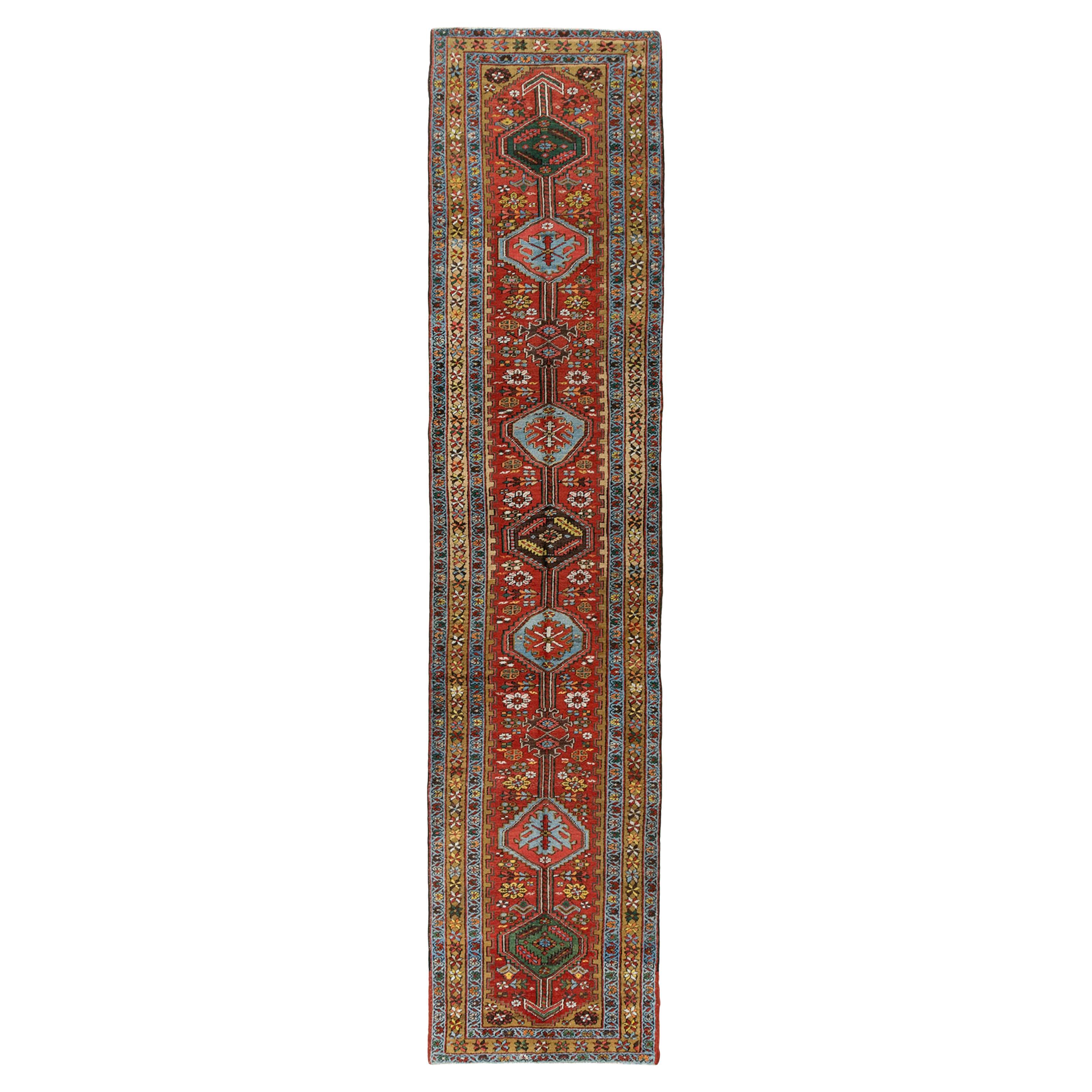 Vintage Persian Heriz Runner  3'4 x 14'5