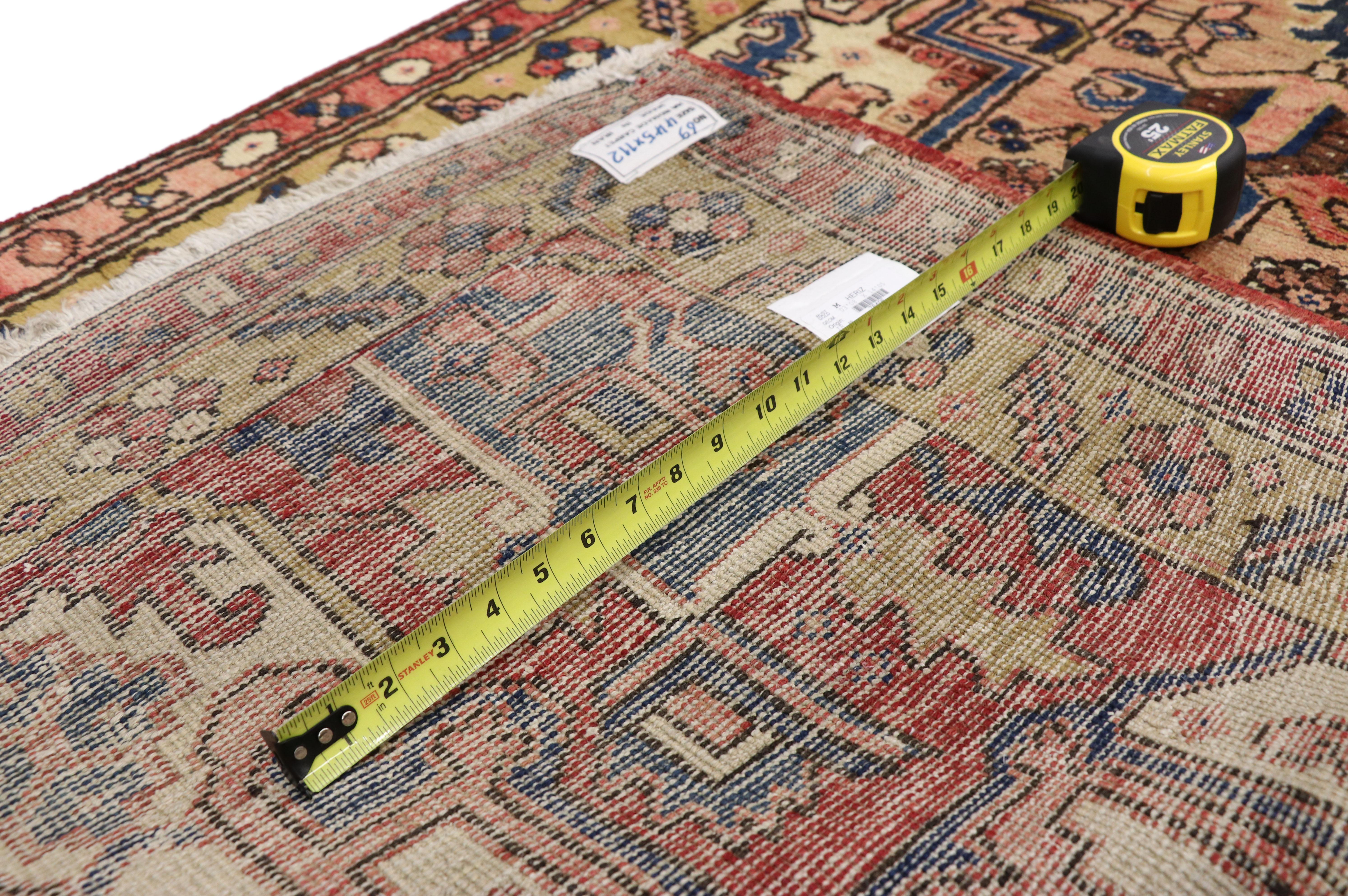 20th Century Vintage Persian Heriz Runner with Mid-Century Modern Bohemian Style For Sale