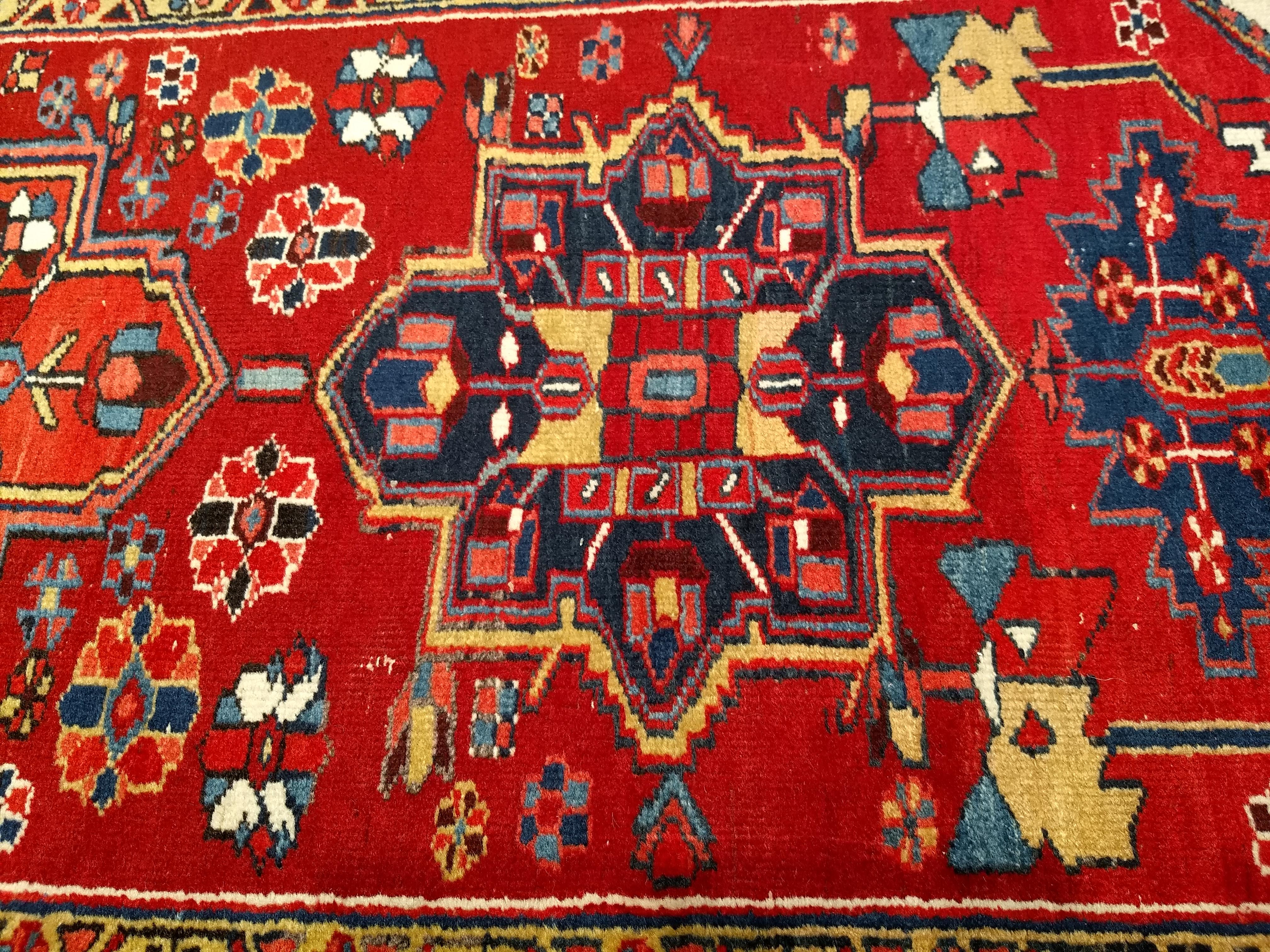 Persischer Heriz-breiter Vintage-Läufer in geometrischem Muster im Angebot 6