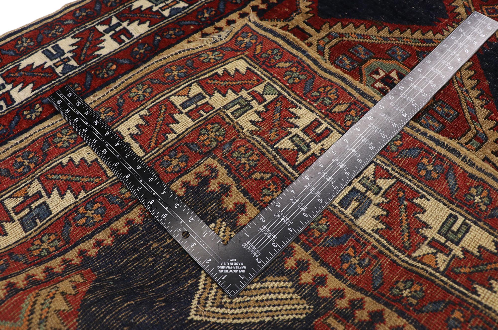 Vintage Persian Heriz Runner with Mid-Century Modern Style In Good Condition For Sale In Dallas, TX
