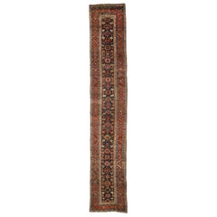 Vintage Persian Heriz Runner with Mina Khani Pattern, Extra-Long Hallway Runner