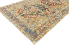 Vintage Persian Heriz Runner with Rustic Italian Cottage Style