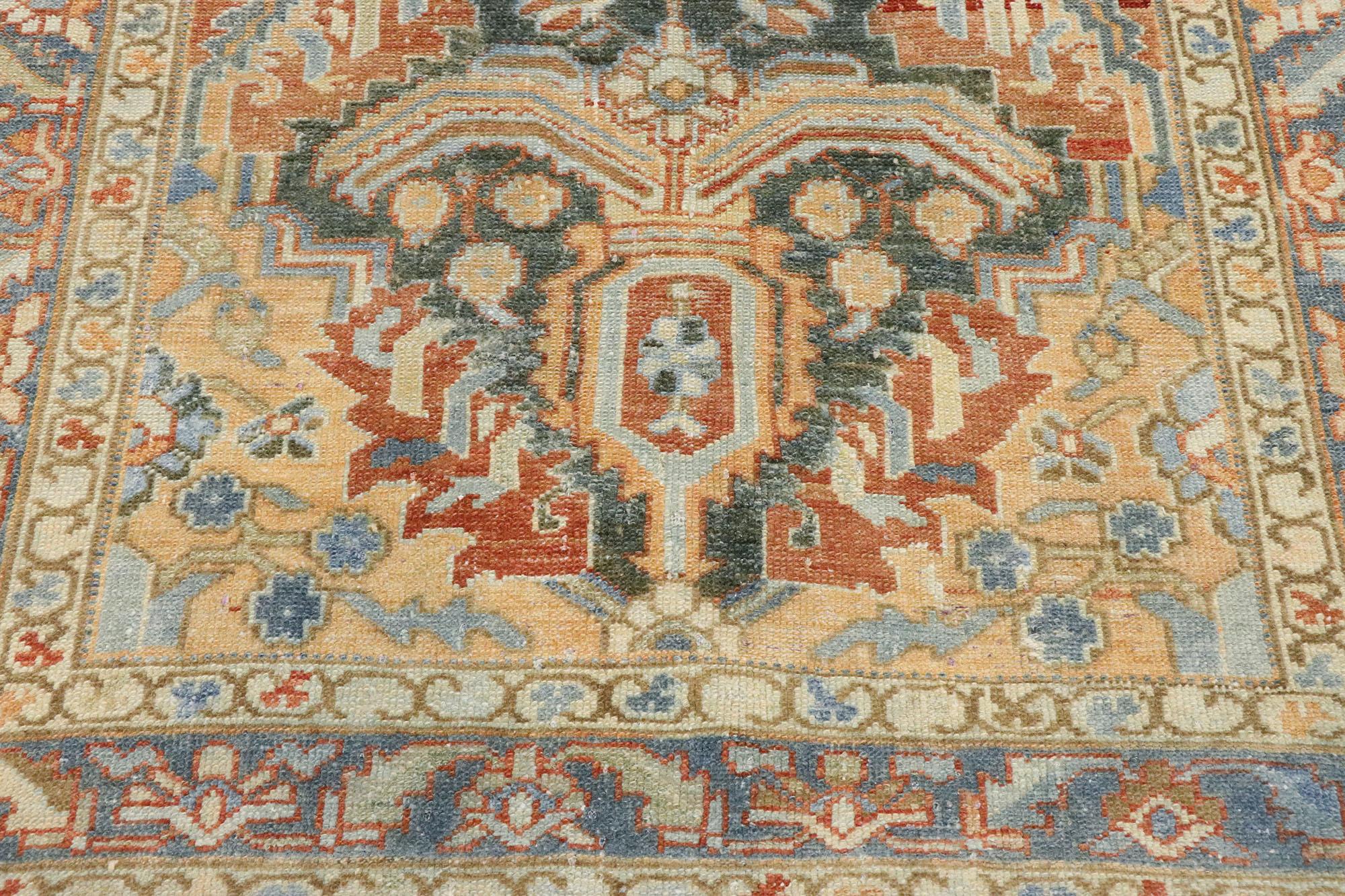 Persiano Runner persiano vintage di Heriz con stile rustico Cottage italiano in vendita