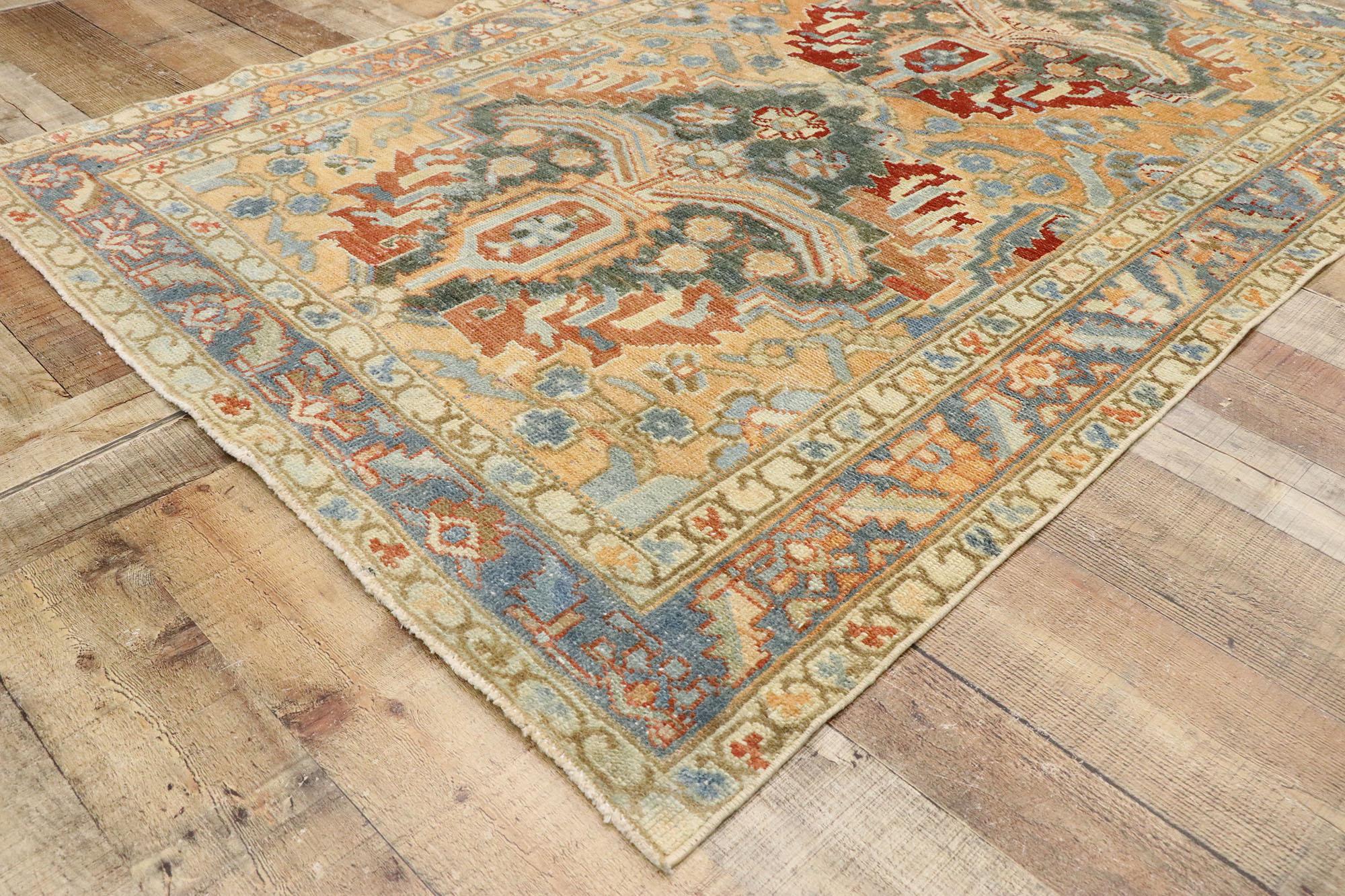 20th Century Vintage Persian Heriz Runner with Rustic Italian Cottage Style For Sale