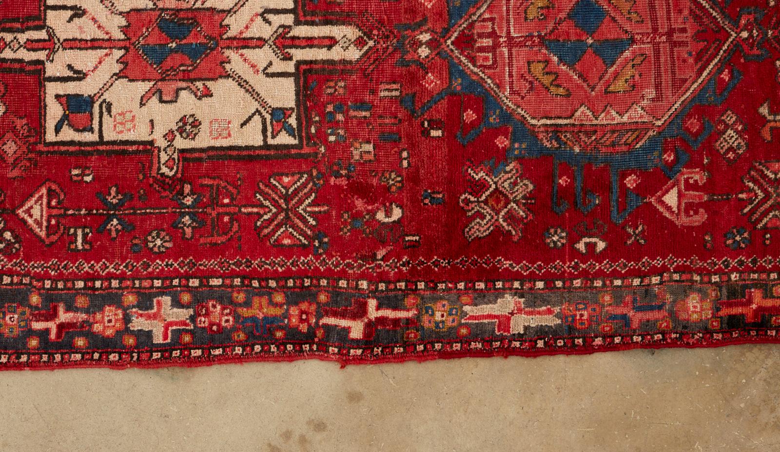 Vintage Persian Karadja Heriz Runner with Tribal Design For Sale 4