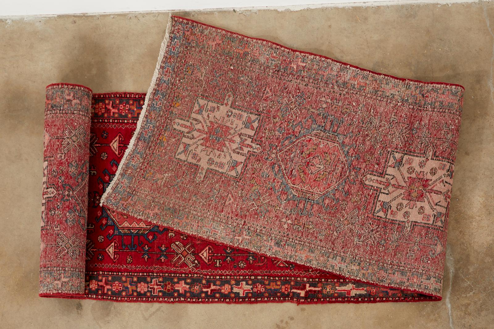 Vintage Persian Karadja Heriz Runner with Tribal Design For Sale 14