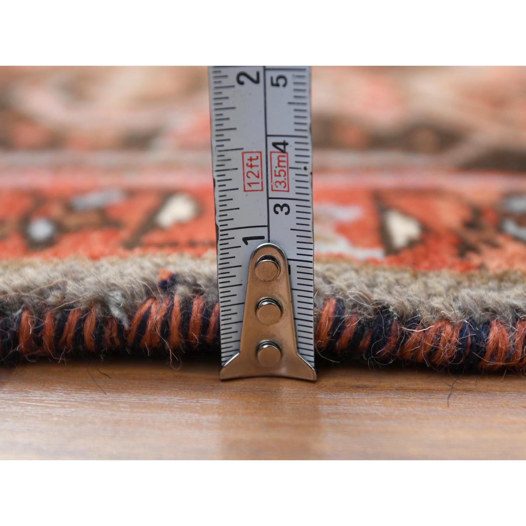 Vintage Persian Heriz Salmon Color Organic Wool Oriental Rug 5