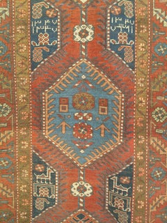 Antique Heriz Serapi Runner, Handwoven Wool, Persian Design, 1900s
