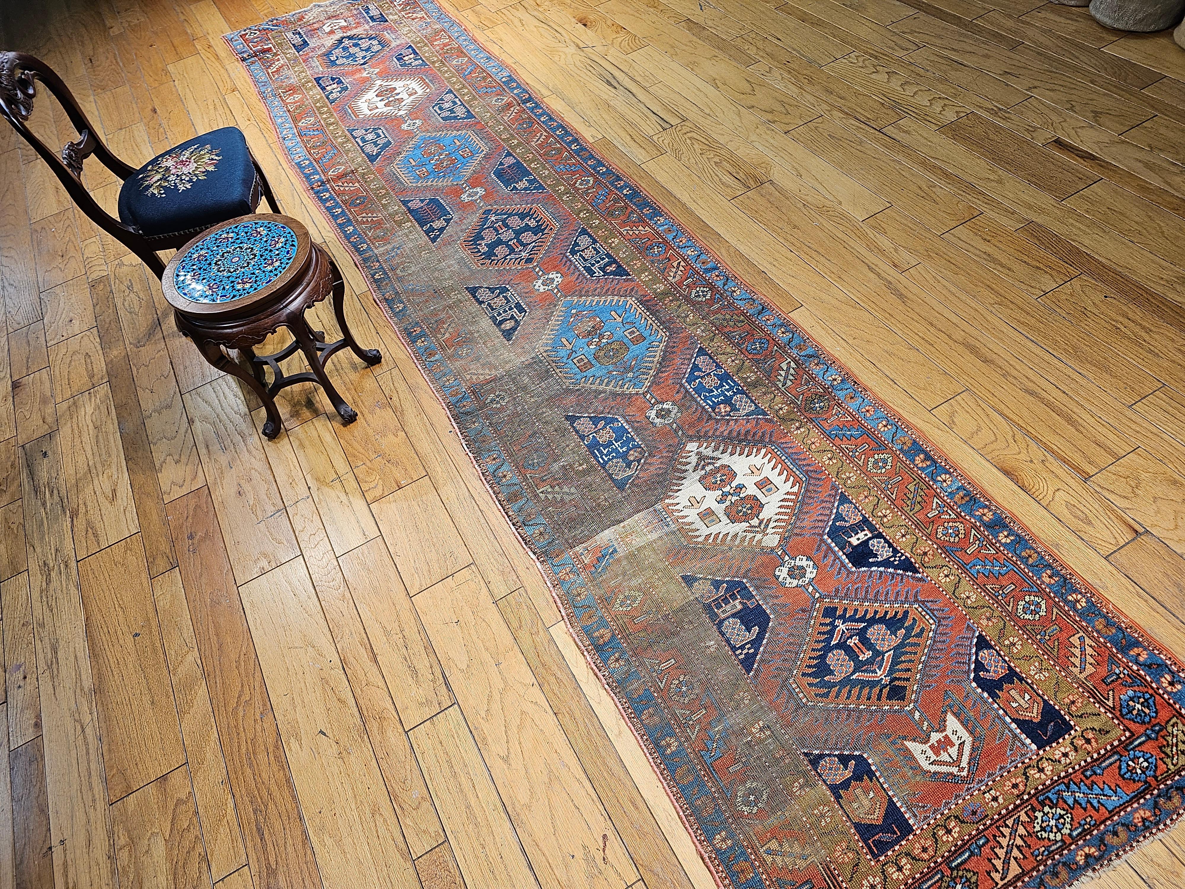 Vintage Persian Heriz Serapi Runner lungo e largo in vendita 11