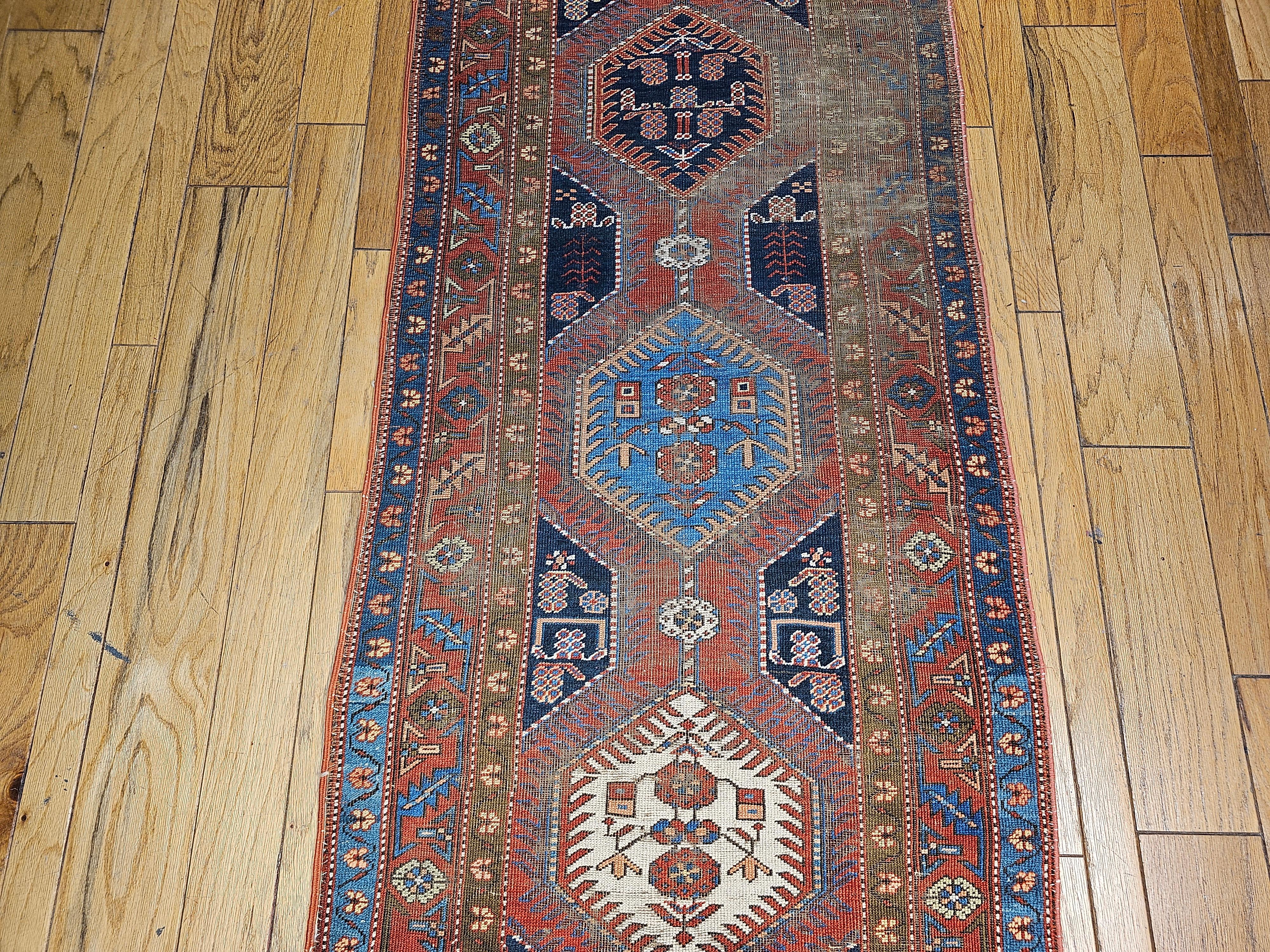 XX secolo Vintage Persian Heriz Serapi Runner lungo e largo in vendita