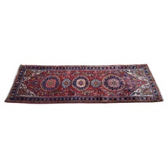 Vintage Persian Heriz / Serapi Runner -Rust, Cream, Blues, Tribal / Animal Motif