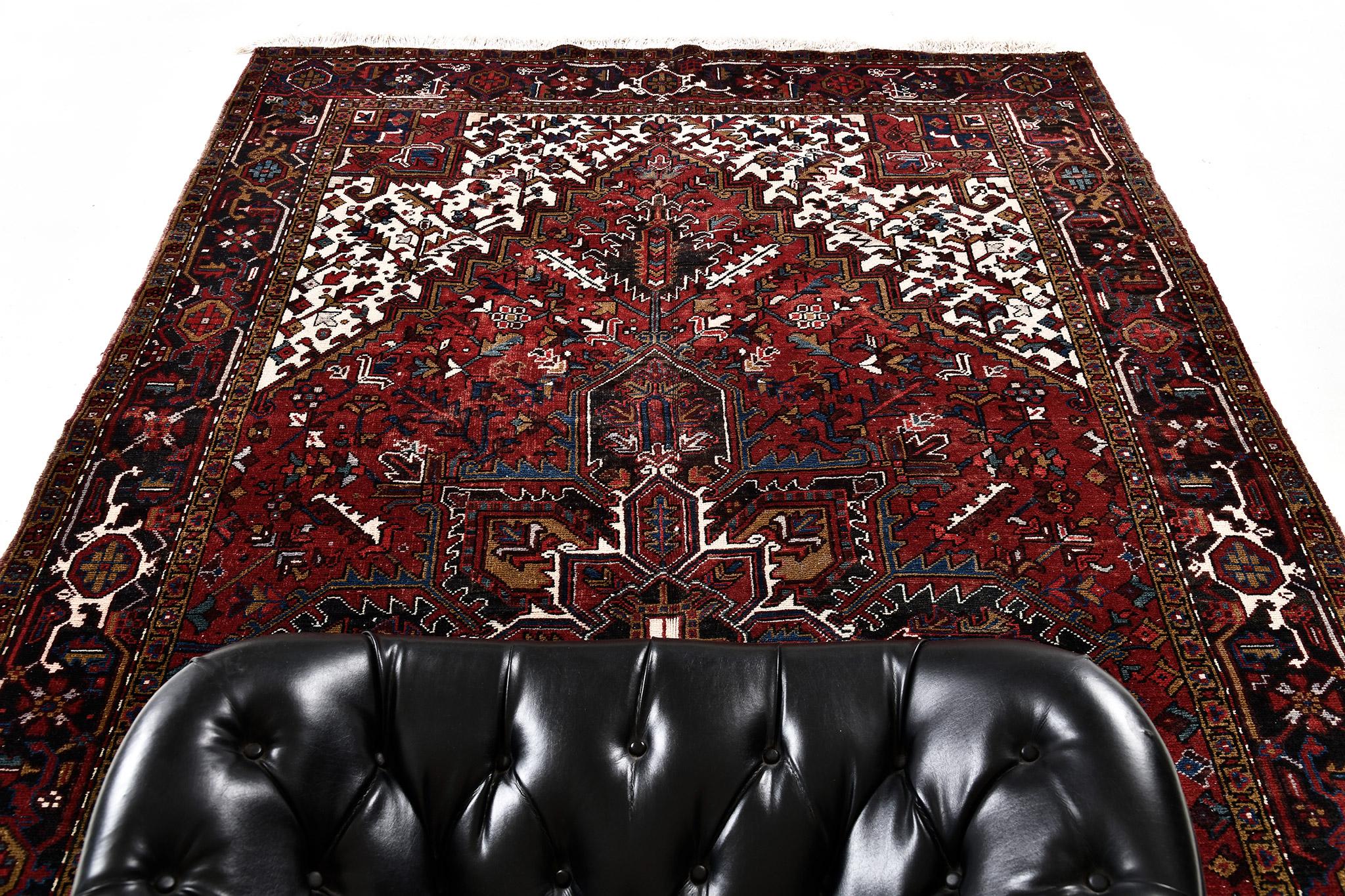 Hand-Knotted Vintage Persian Heriz Serapi Style Rug For Sale