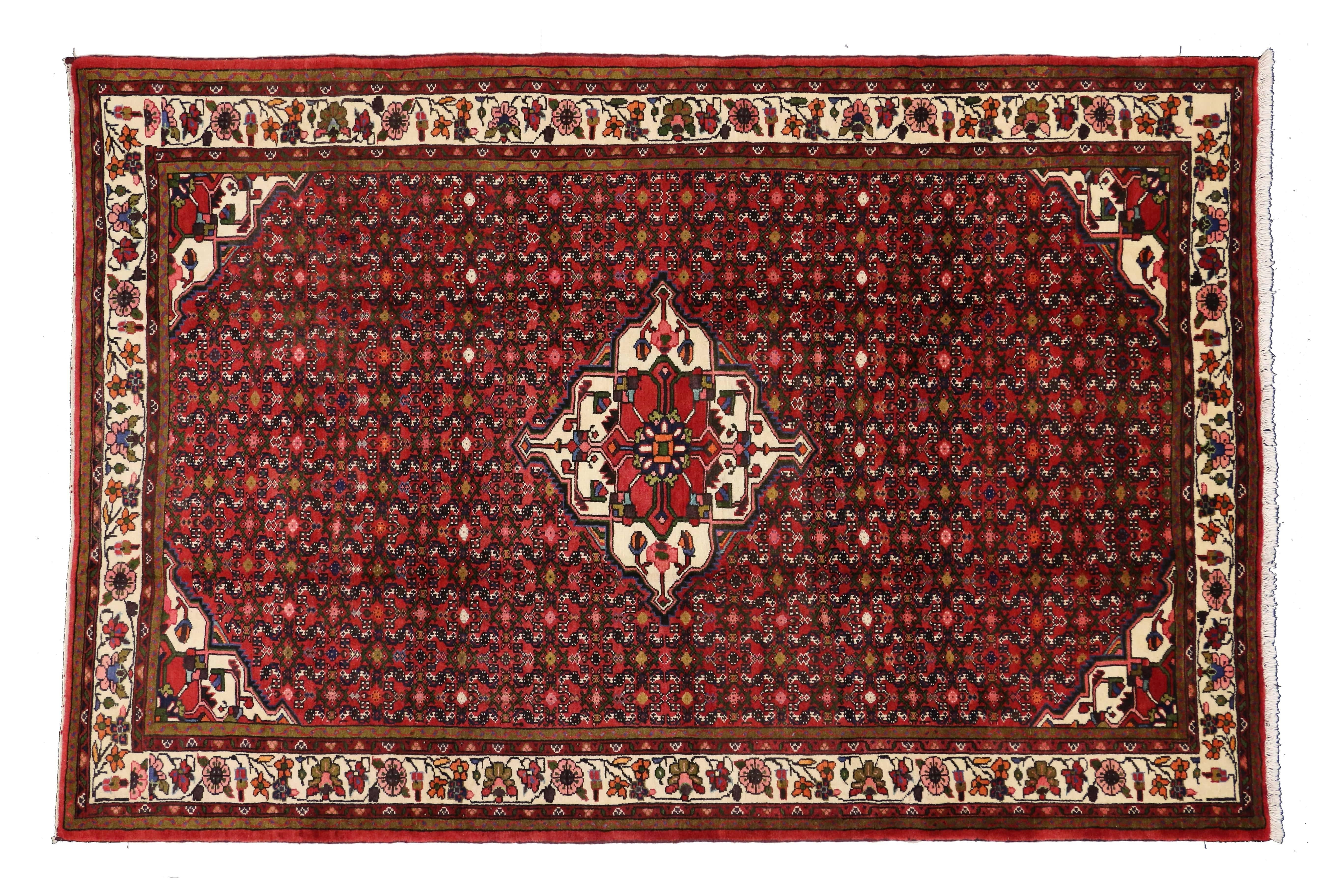 Annodato a mano Tappeto persiano vintage Hosseinabad, 06'10 X 10'03 in vendita