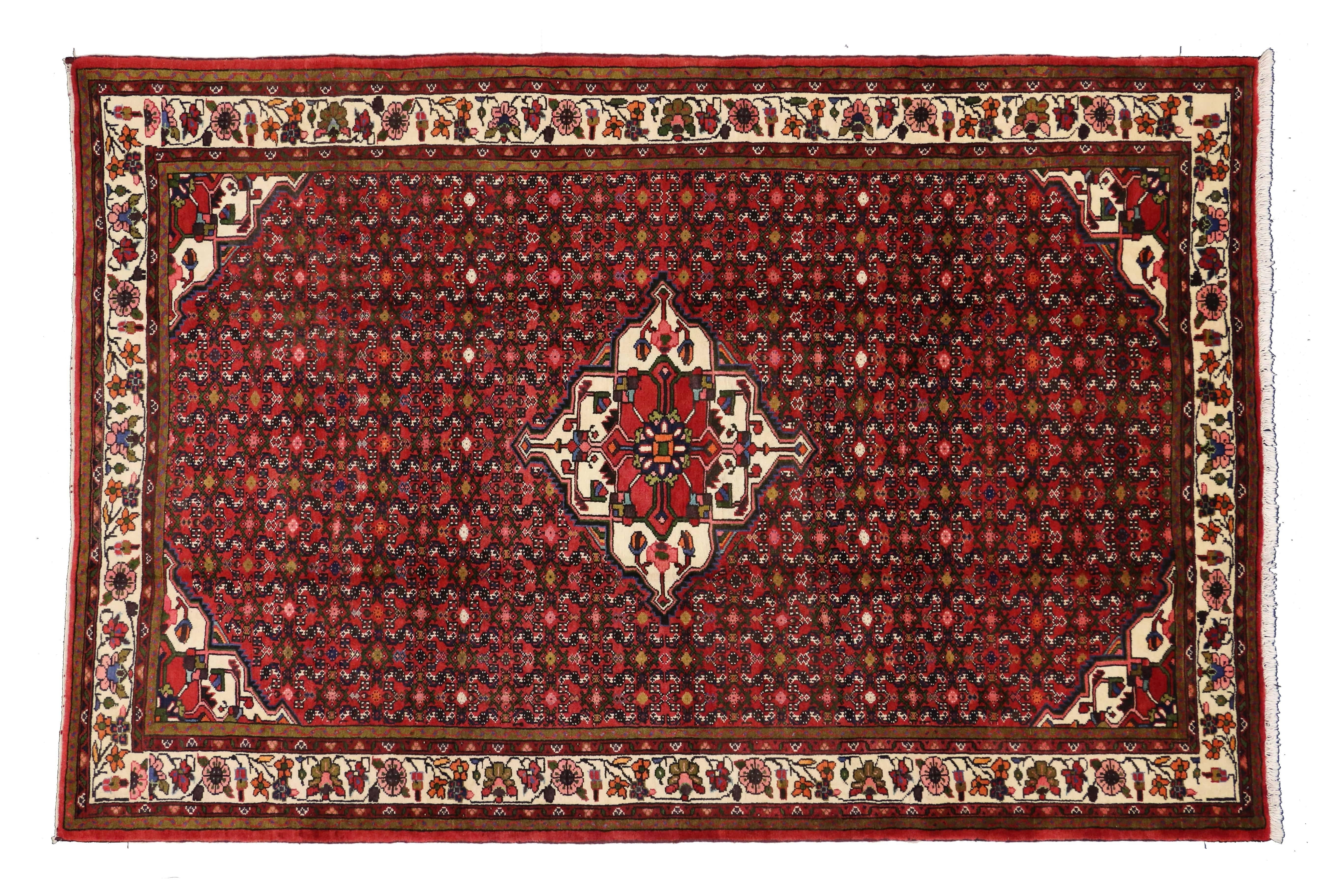 Tapis persan vintage Hosseinabad avec style maison de manoir Tudor Bon état - En vente à Dallas, TX