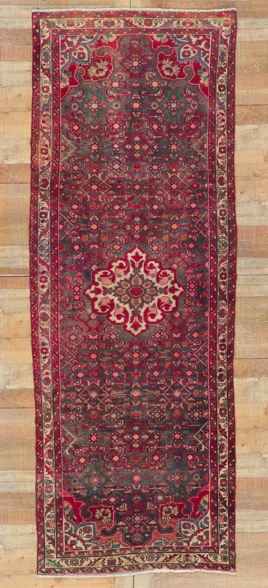 Vintage Persian Hosseinabad Runner In Good Condition For Sale In Dallas, TX