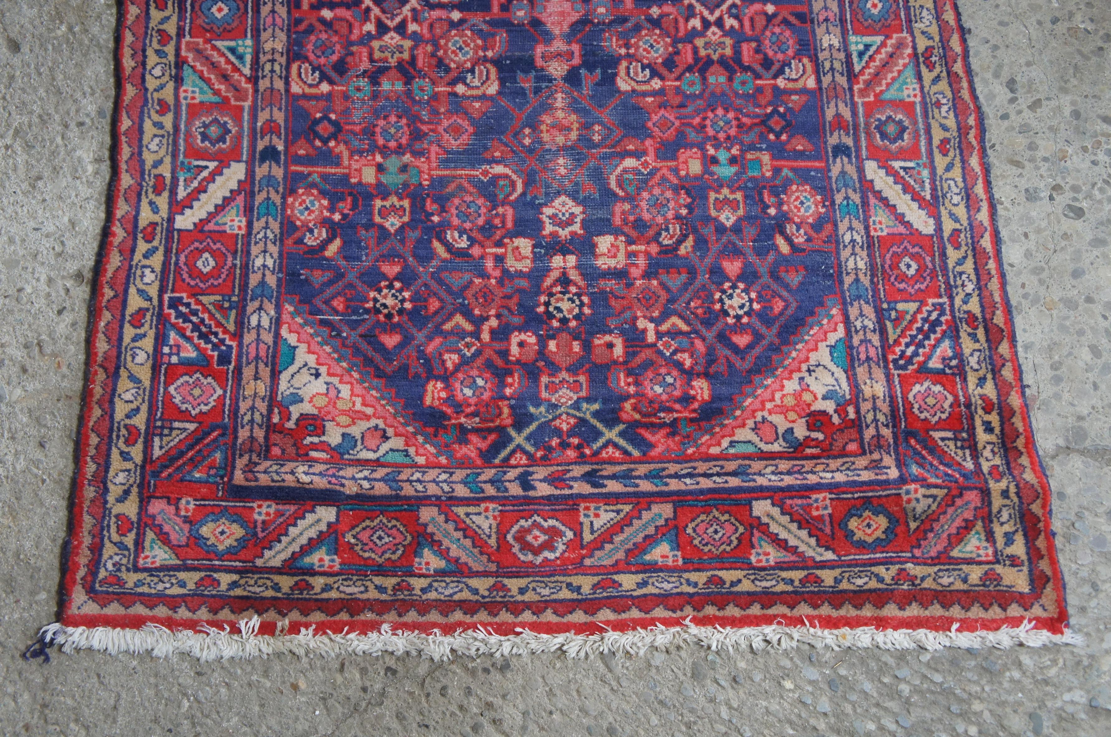 Vintage Persian Hosseinabad Wool & Cotton Iran Area Rug Runner Carpet For Sale 1