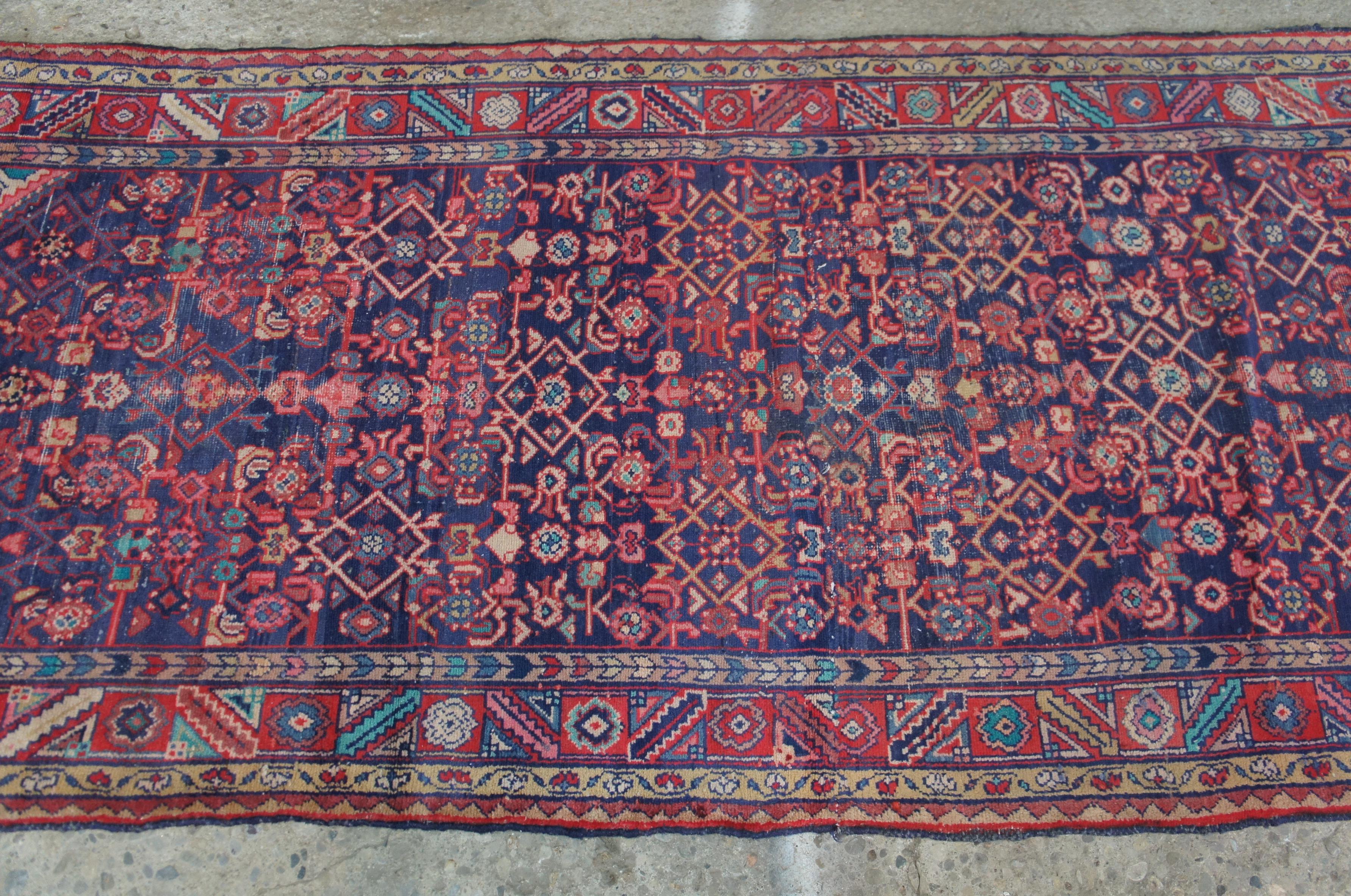 Vintage Persian Hosseinabad Wool & Cotton Iran Area Rug Runner Carpet For Sale 2