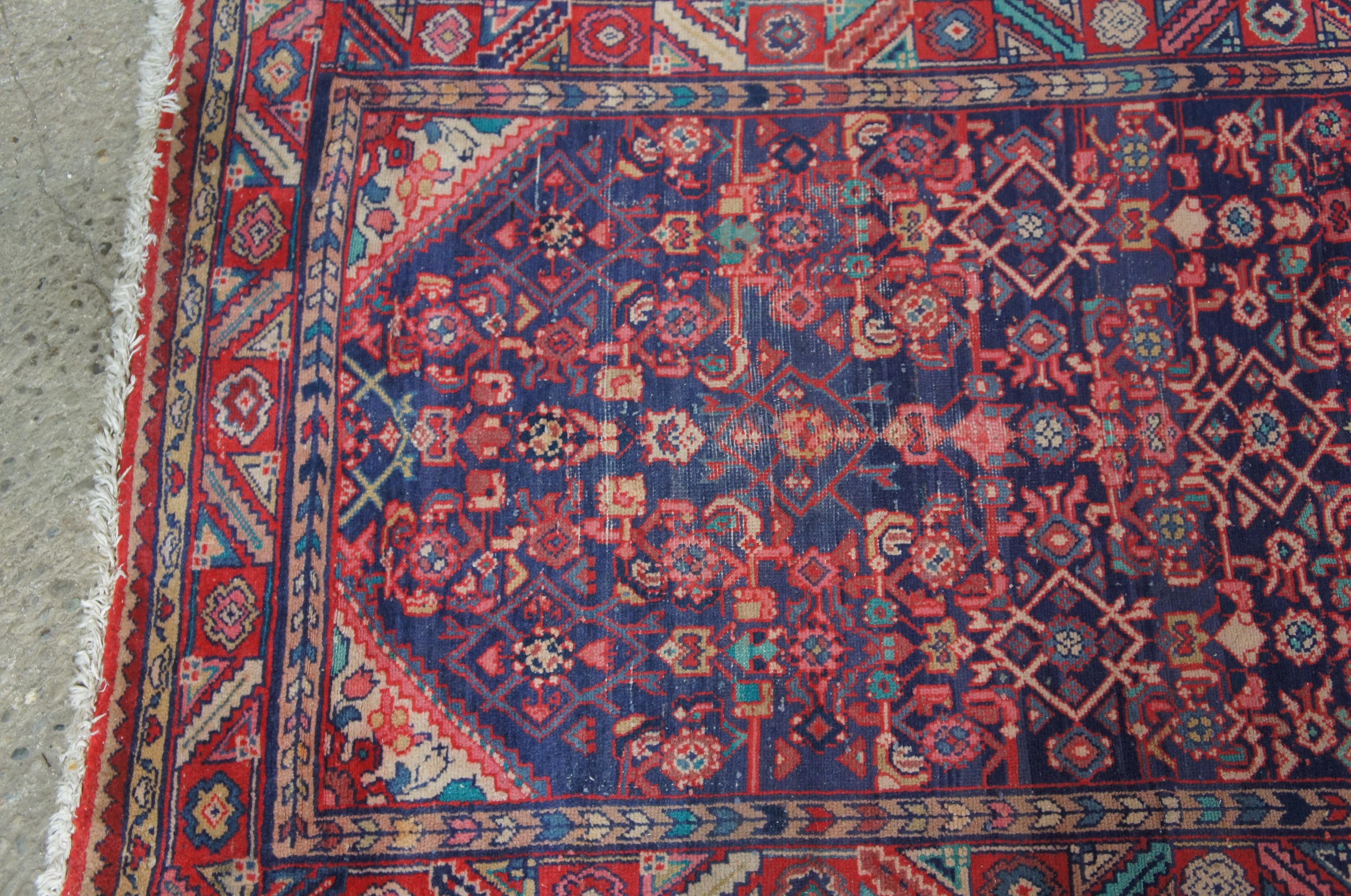 Vintage Persian Hosseinabad Wool & Cotton Iran Area Rug Runner Carpet For Sale 4