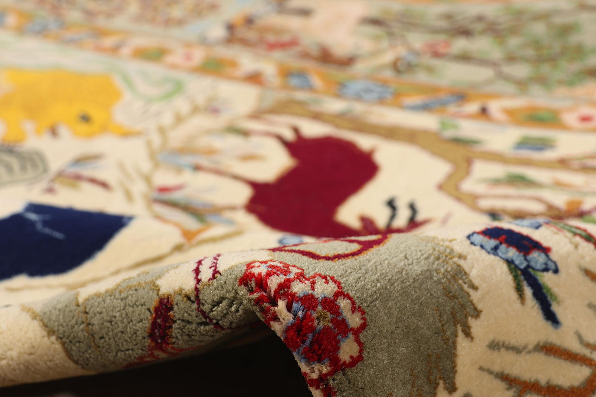 20th Century Vintage Persian Hunting Isfahan Carpet with Traditional Style For Sale