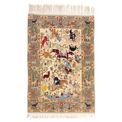 Persischer Isfahan-Teppich für Jagd im traditionellen Stil, Vintage