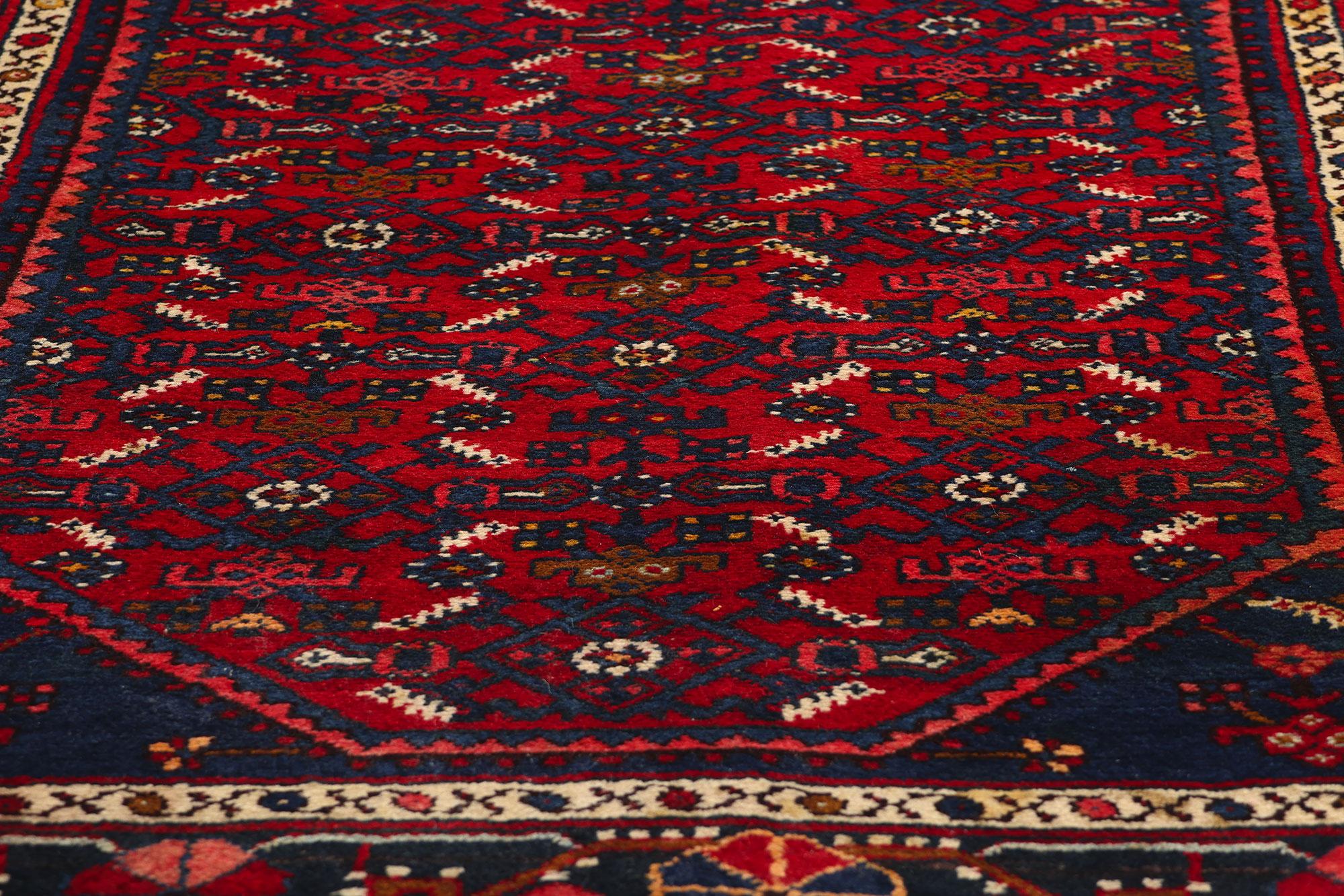20th Century Vintage Persian Hamadan Rug Hussainabad Herati Carpet Runner For Sale
