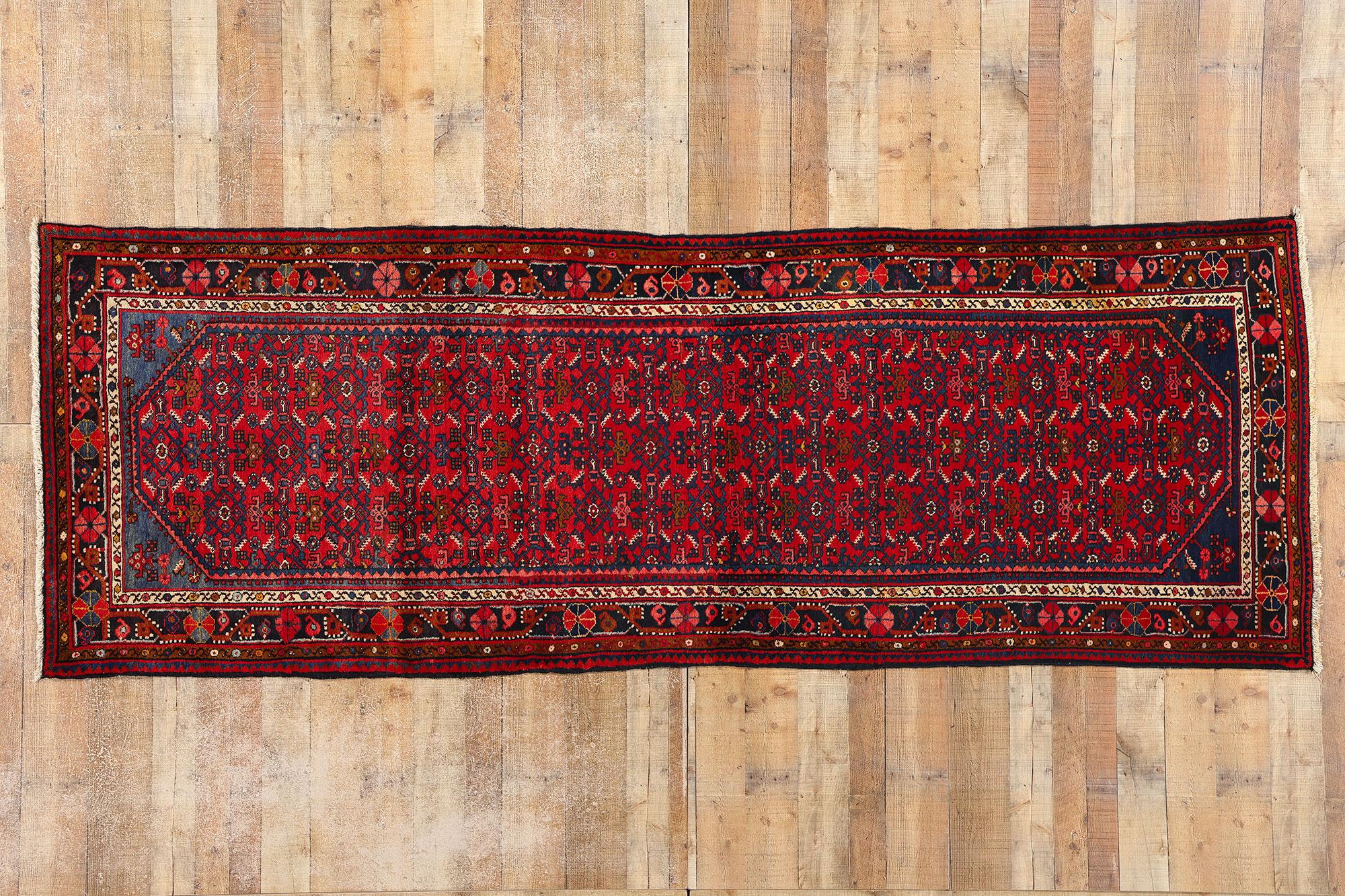 Vintage Persian Hamadan Rug Hussainabad Herati Carpet Runner For Sale 4